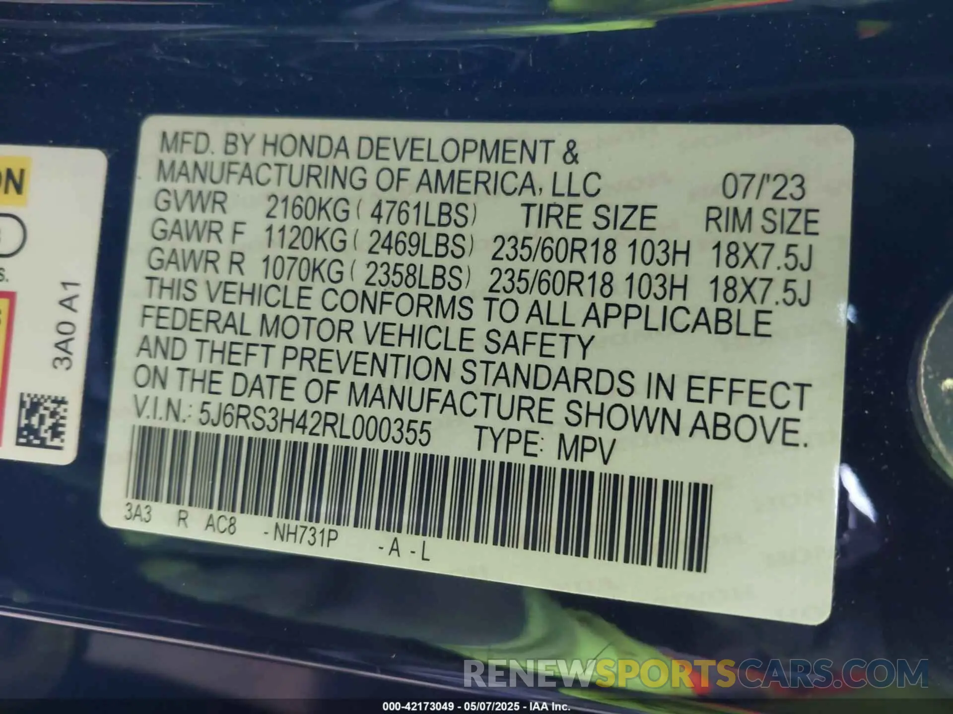 9 Photograph of a damaged car 5J6RS3H42RL000355 HONDA CR-V 2024
