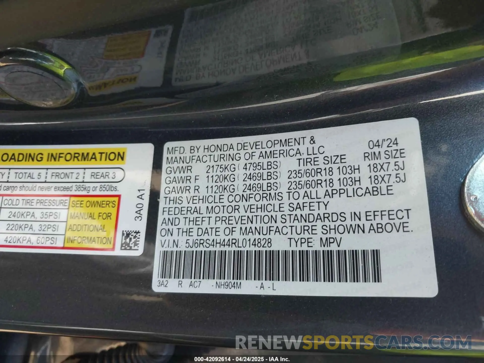 9 Photograph of a damaged car 5J6RS4H44RL014828 HONDA CR-V 2024