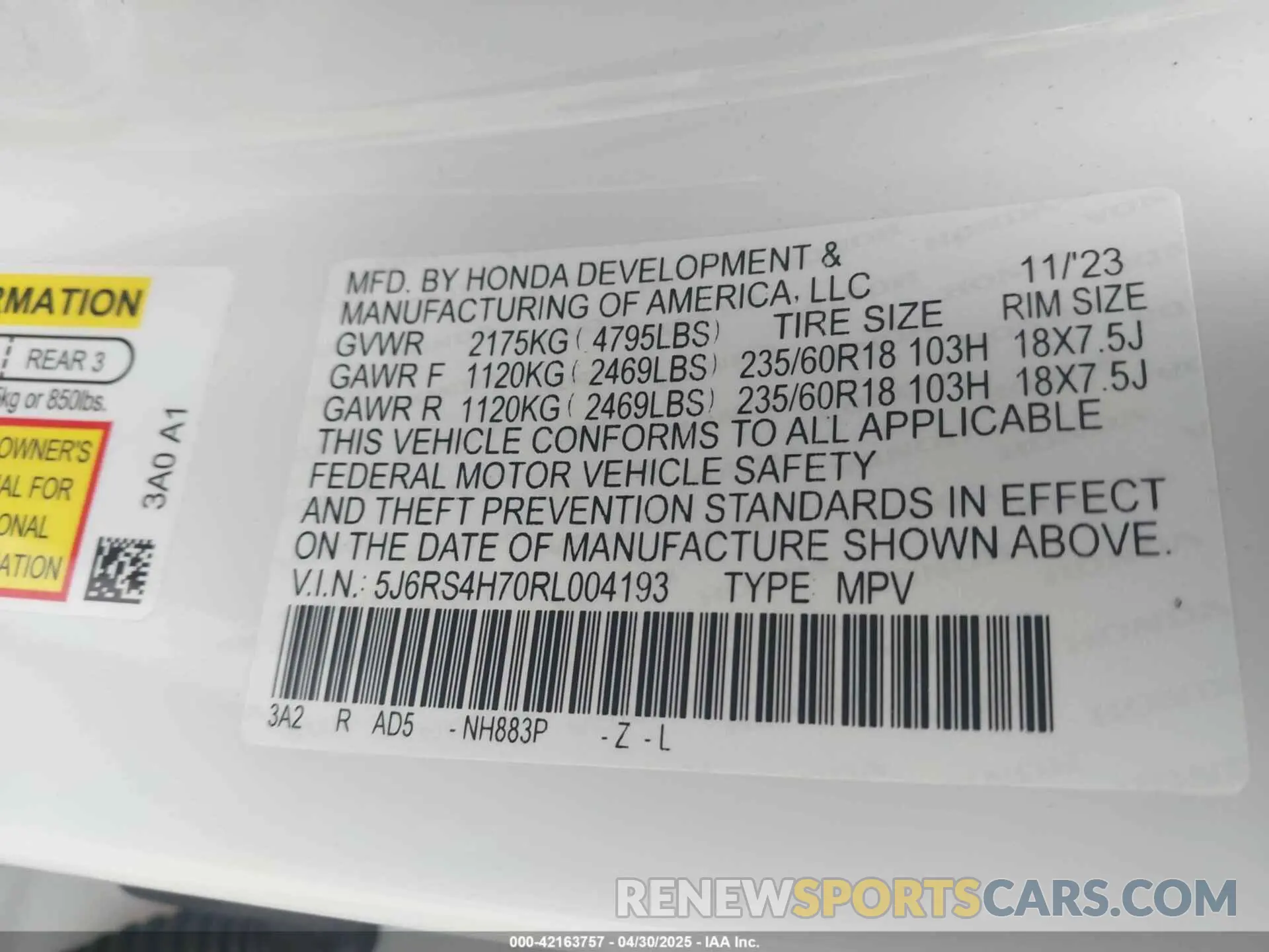 9 Photograph of a damaged car 5J6RS4H70RL004193 HONDA CR-V 2024