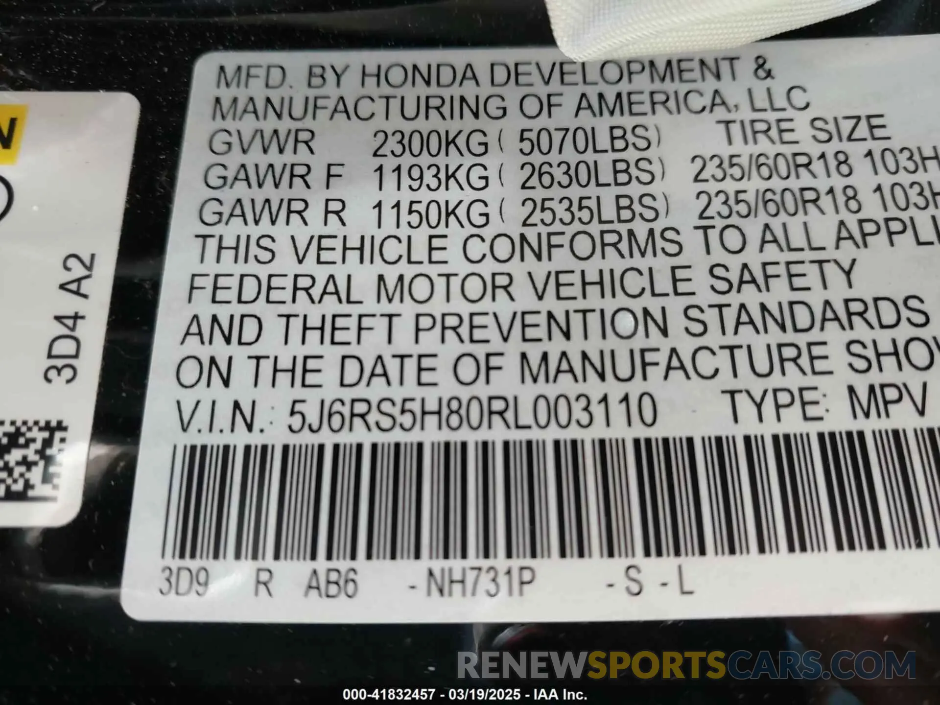 9 Photograph of a damaged car 5J6RS5H80RL003110 HONDA CR-V 2024