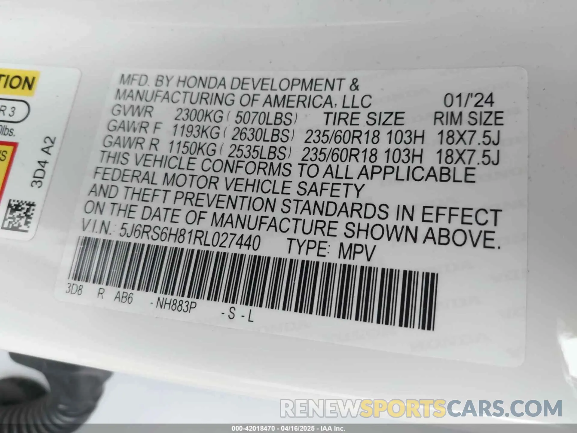 9 Photograph of a damaged car 5J6RS6H81RL027440 HONDA CR-V 2024