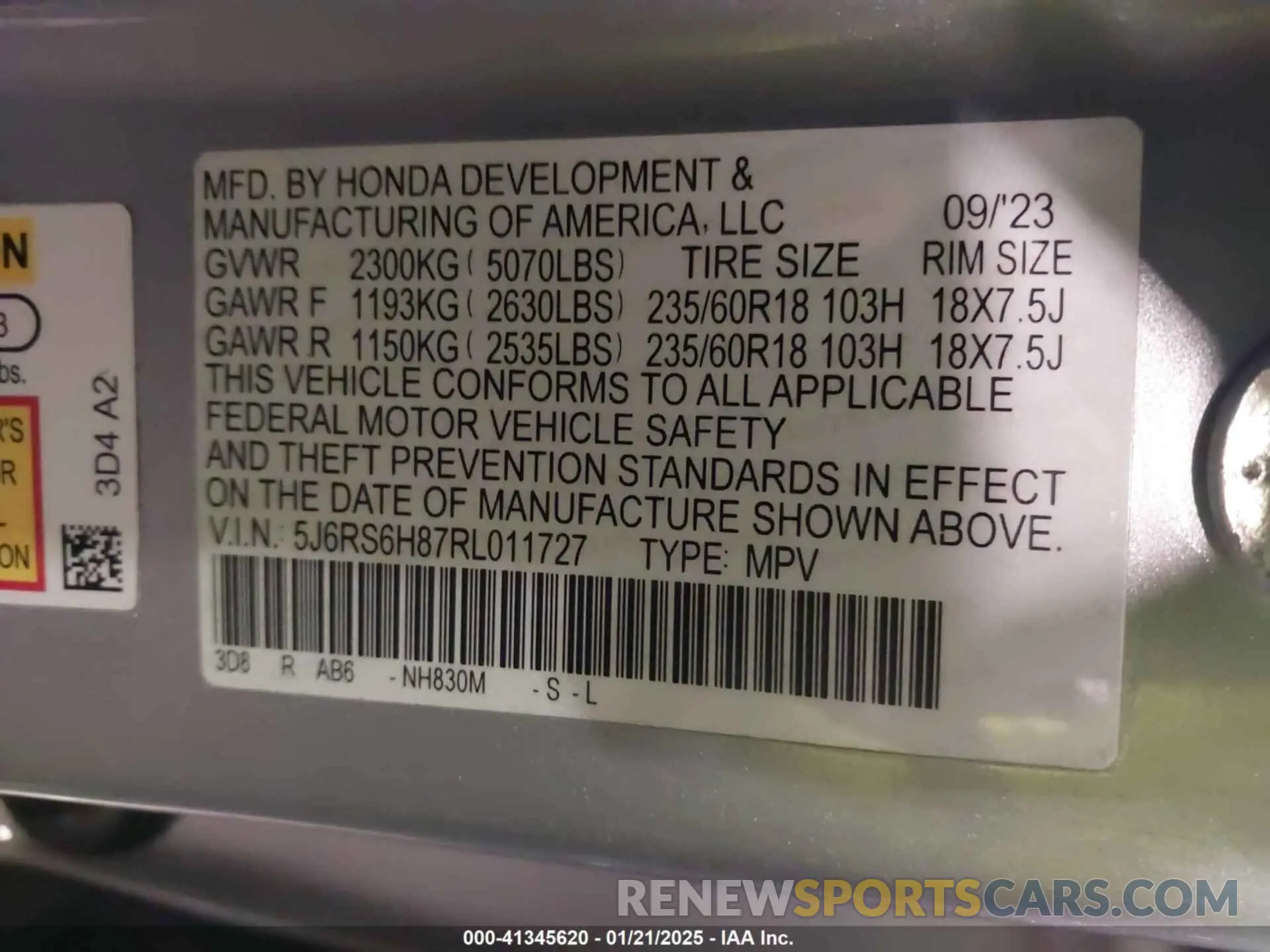9 Photograph of a damaged car 5J6RS6H87RL011727 HONDA CR-V 2024