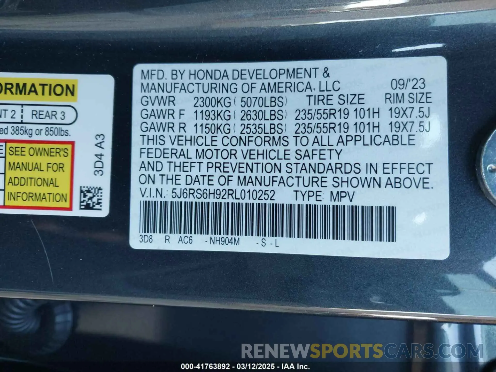 9 Photograph of a damaged car 5J6RS6H92RL010252 HONDA CR-V 2024