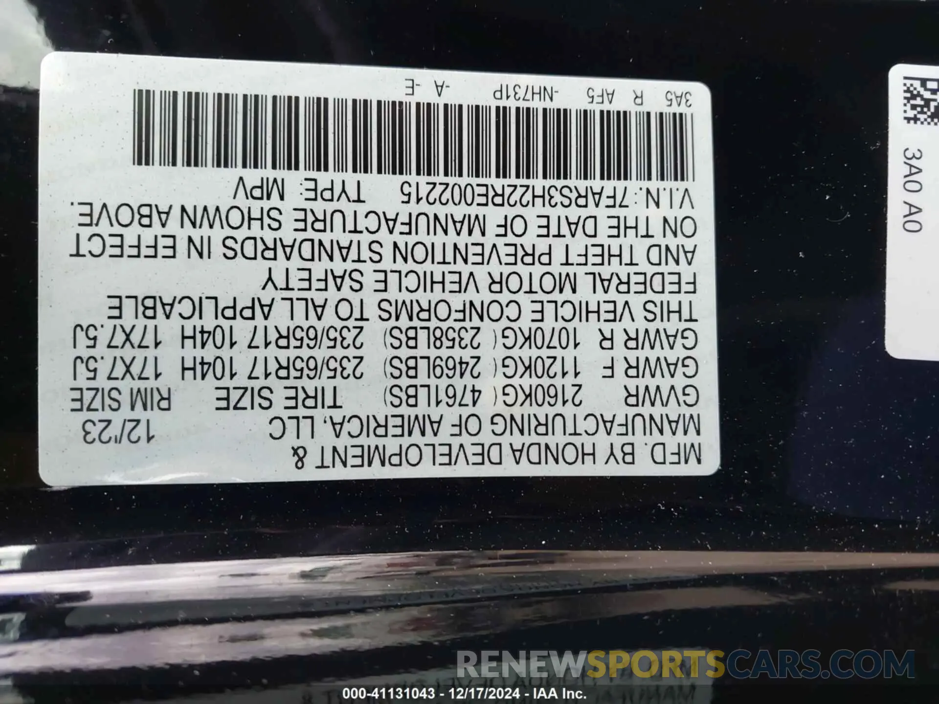 9 Photograph of a damaged car 7FARS3H22RE002215 HONDA CR-V 2024