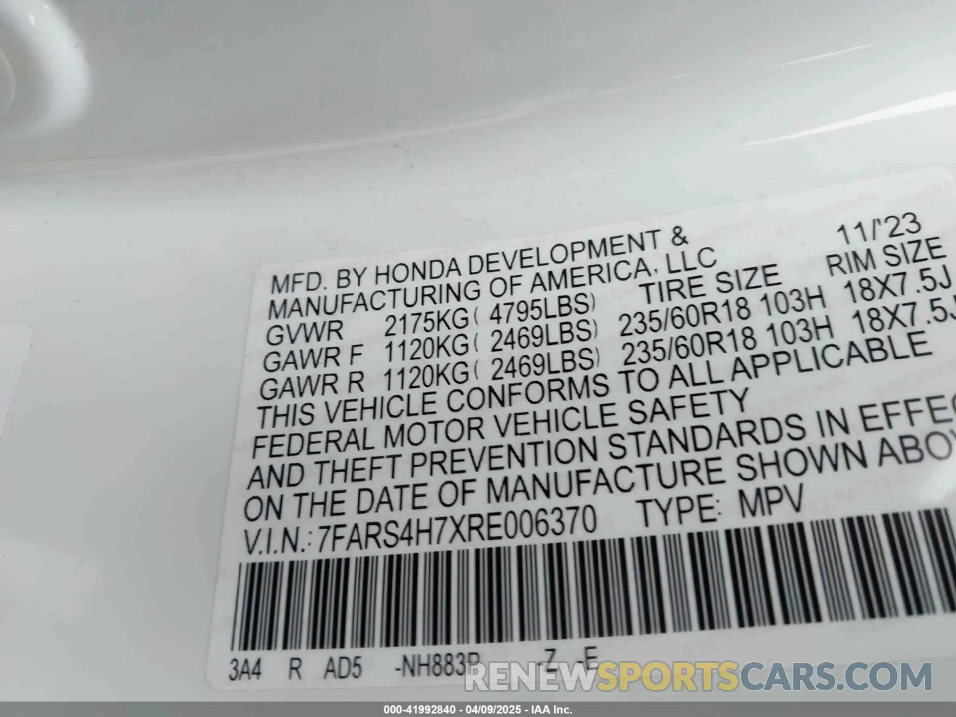 9 Photograph of a damaged car 7FARS4H7XRE006370 HONDA CR-V 2024
