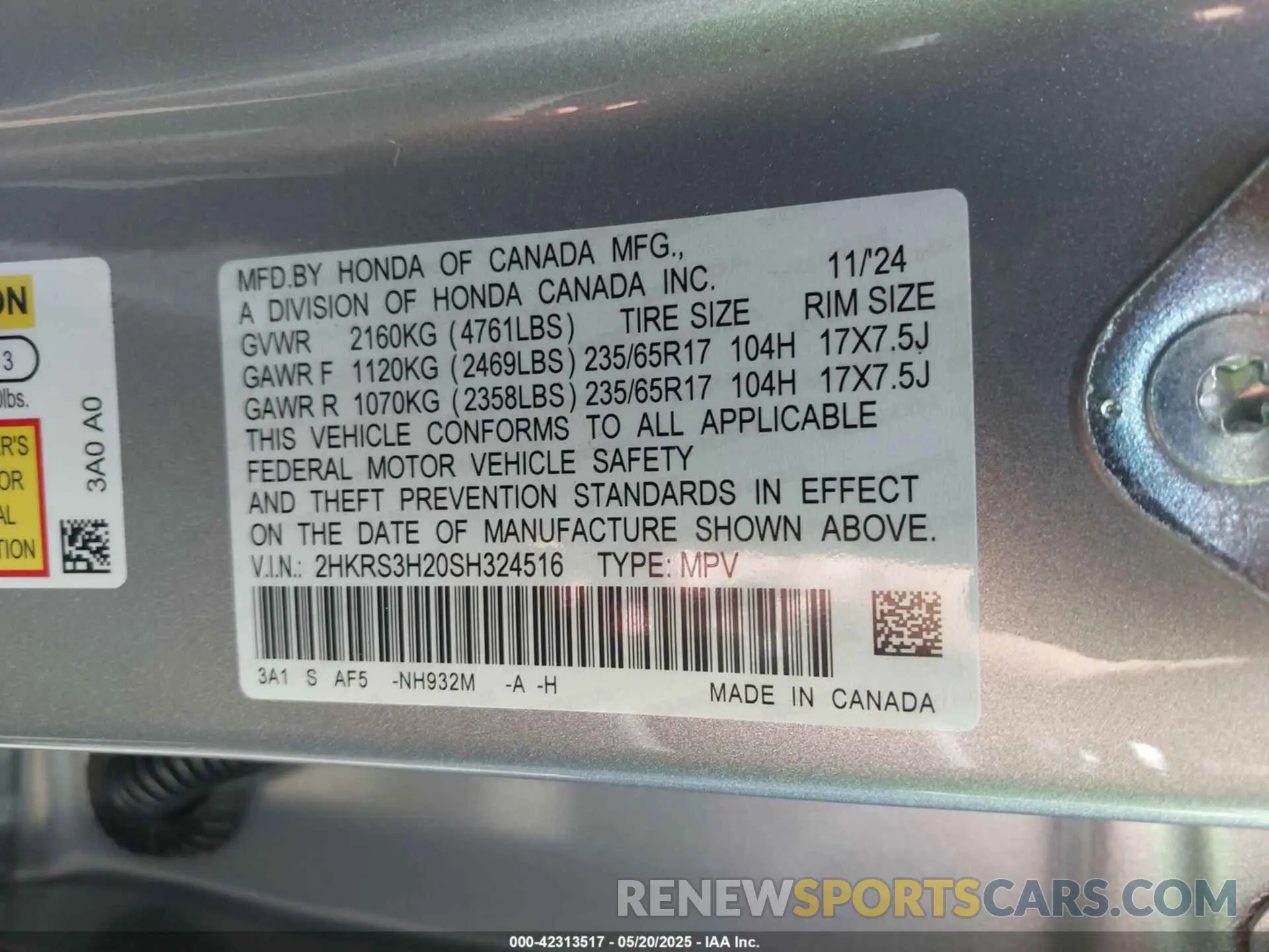 9 Photograph of a damaged car 2HKRS3H20SH324516 HONDA CR-V 2025