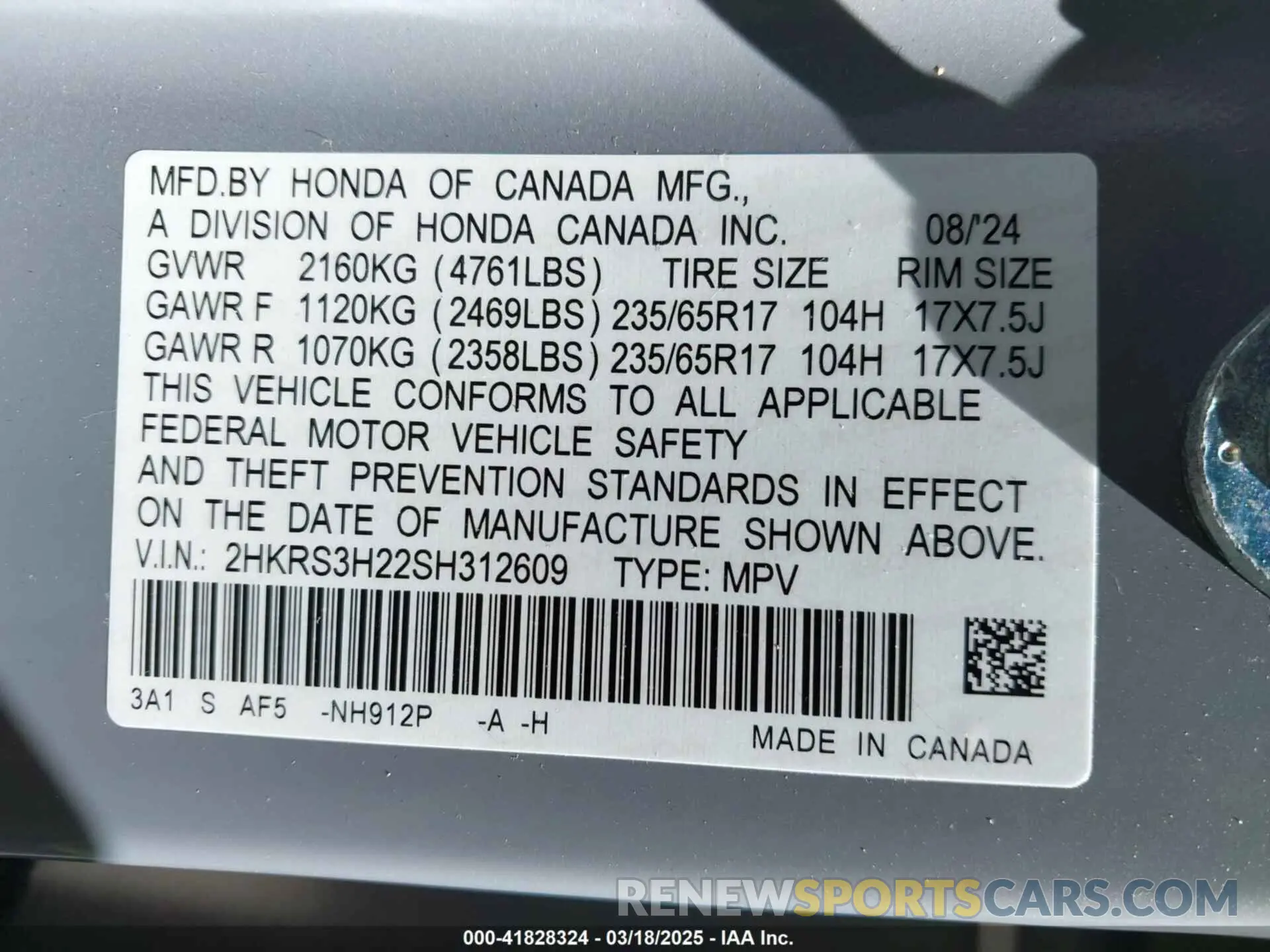 9 Photograph of a damaged car 2HKRS3H22SH312609 HONDA CR-V 2025