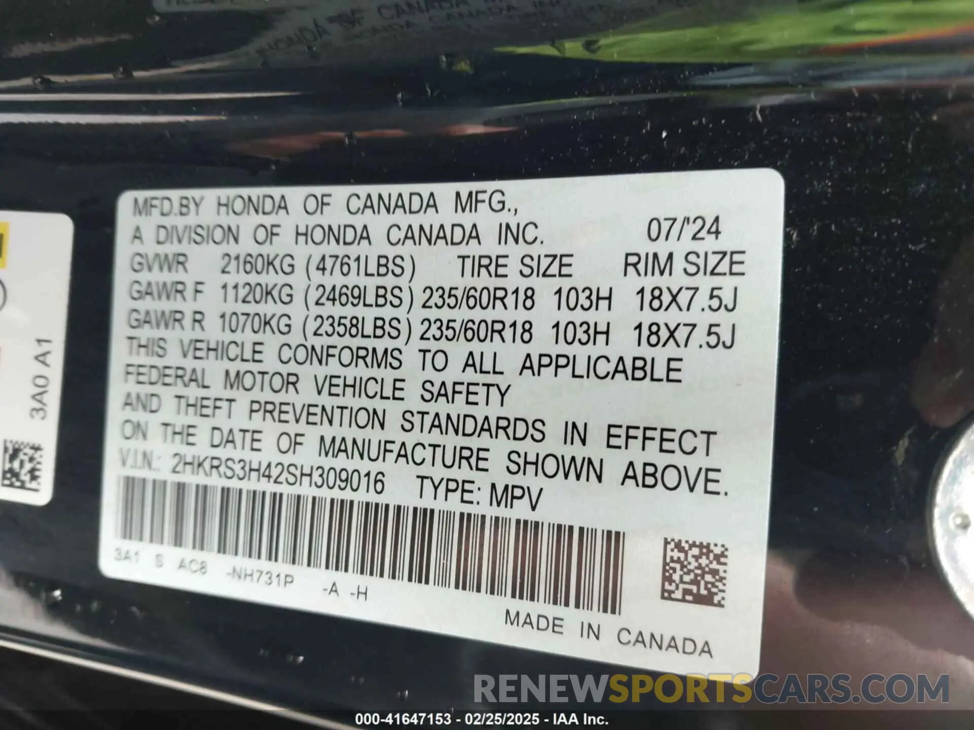 9 Photograph of a damaged car 2HKRS3H42SH309016 HONDA CR-V 2025