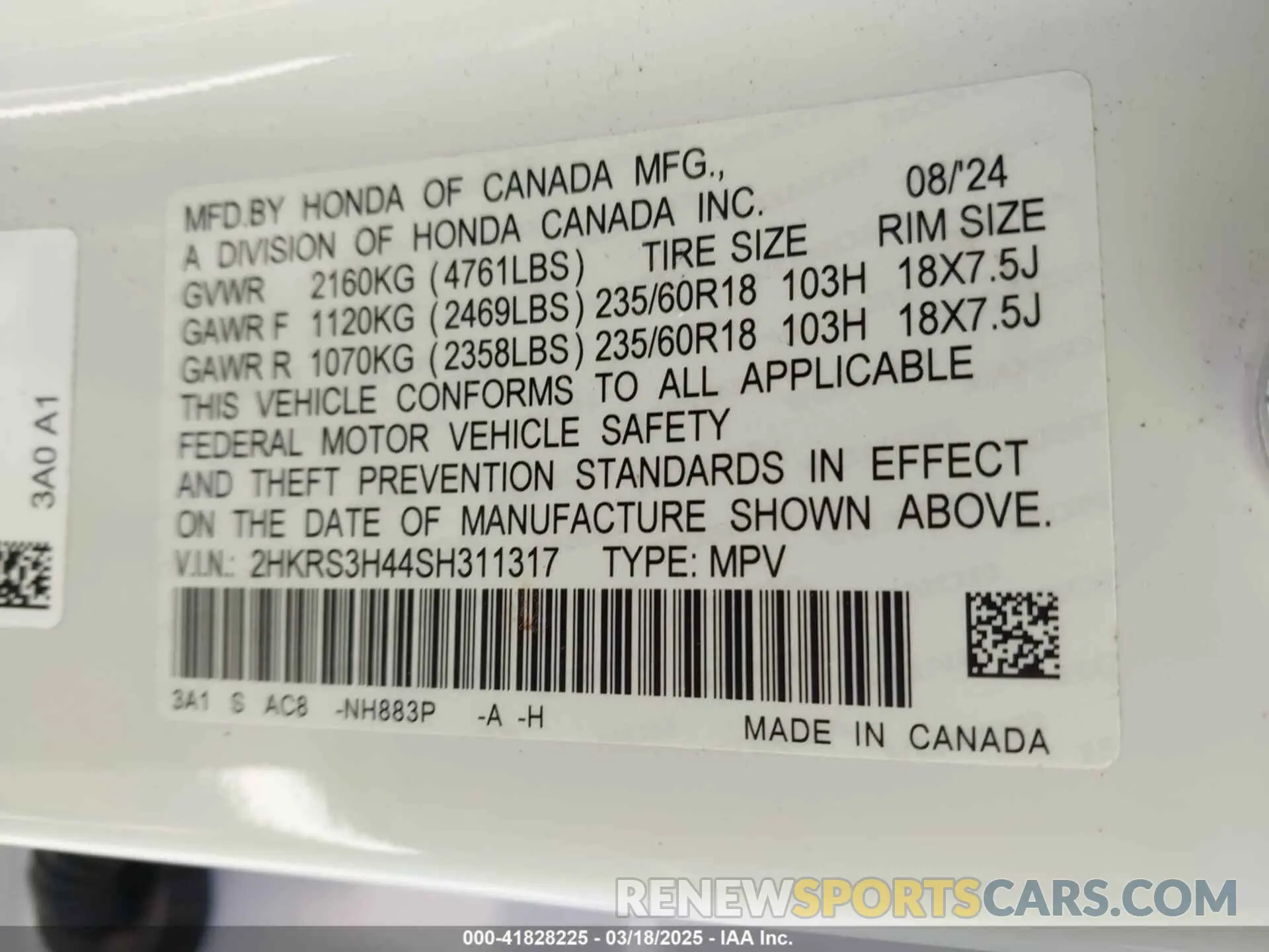 9 Photograph of a damaged car 2HKRS3H44SH311317 HONDA CR-V 2025