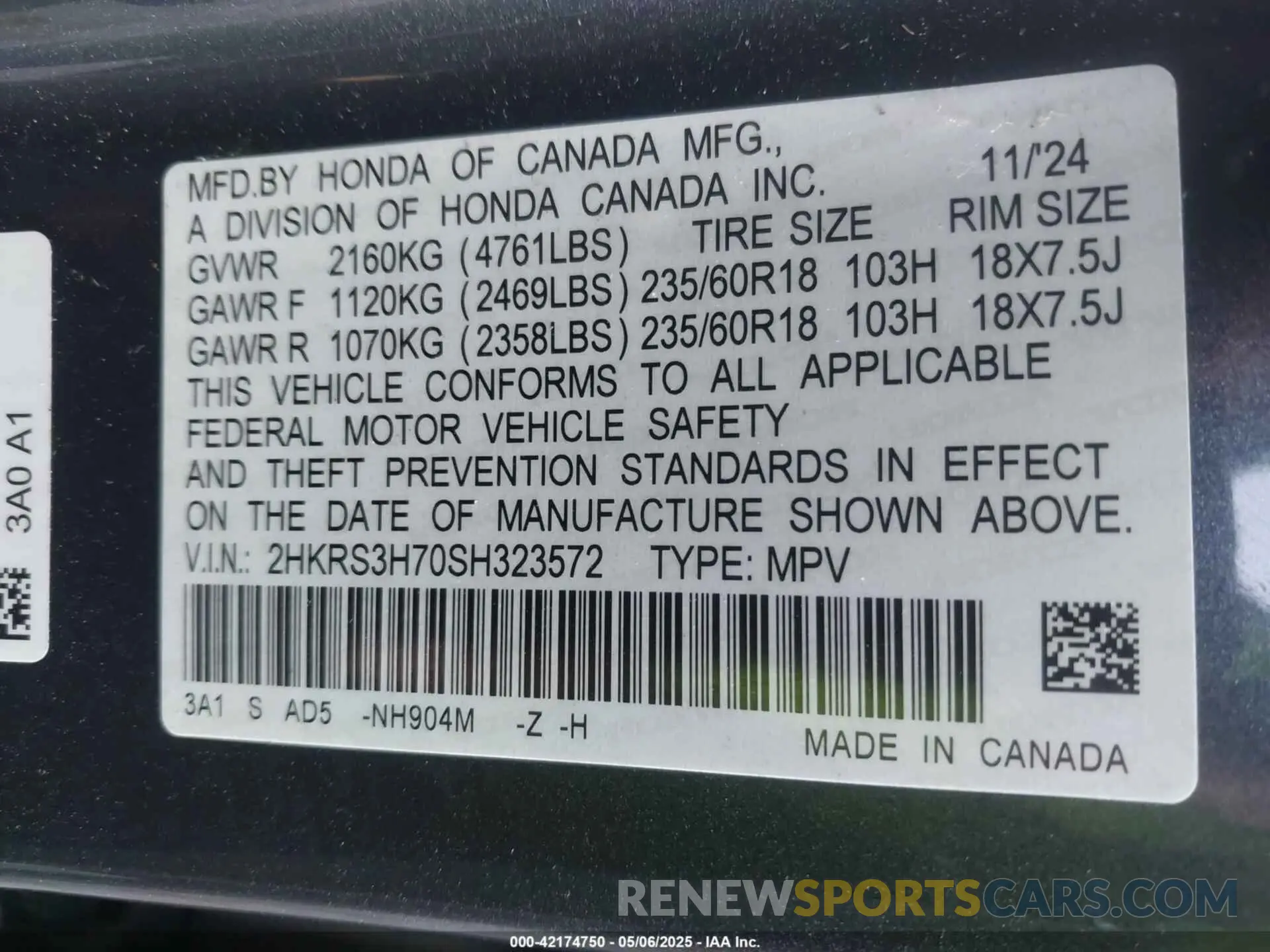 9 Photograph of a damaged car 2HKRS3H70SH323572 HONDA CR-V 2025