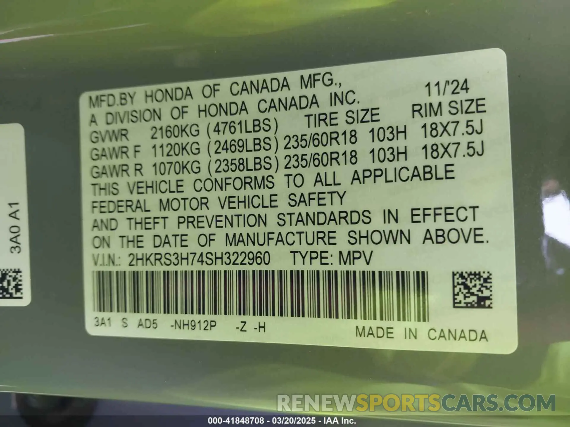 9 Photograph of a damaged car 2HKRS3H74SH322960 HONDA CR-V 2025