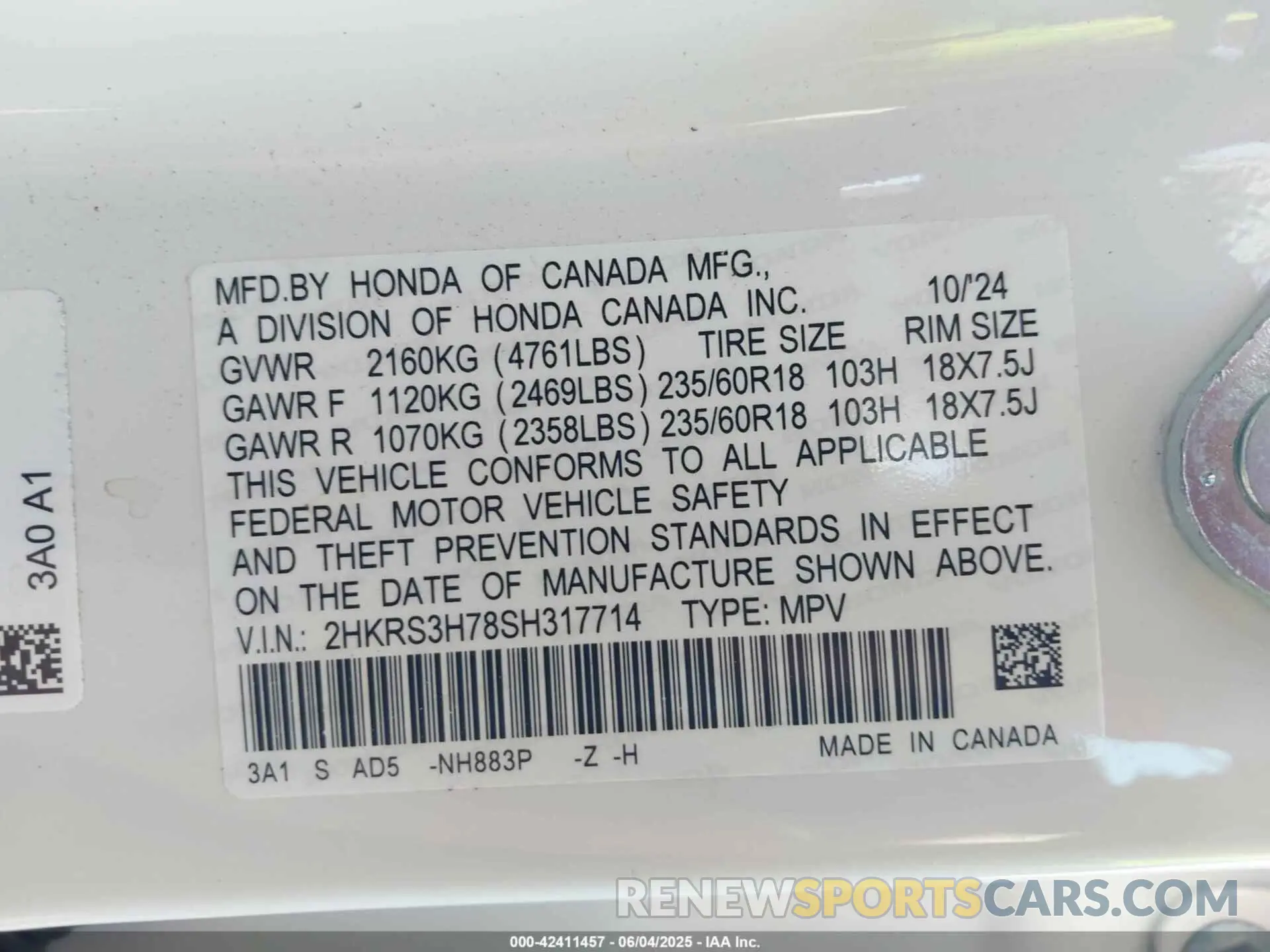 9 Photograph of a damaged car 2HKRS3H78SH317714 HONDA CR-V 2025