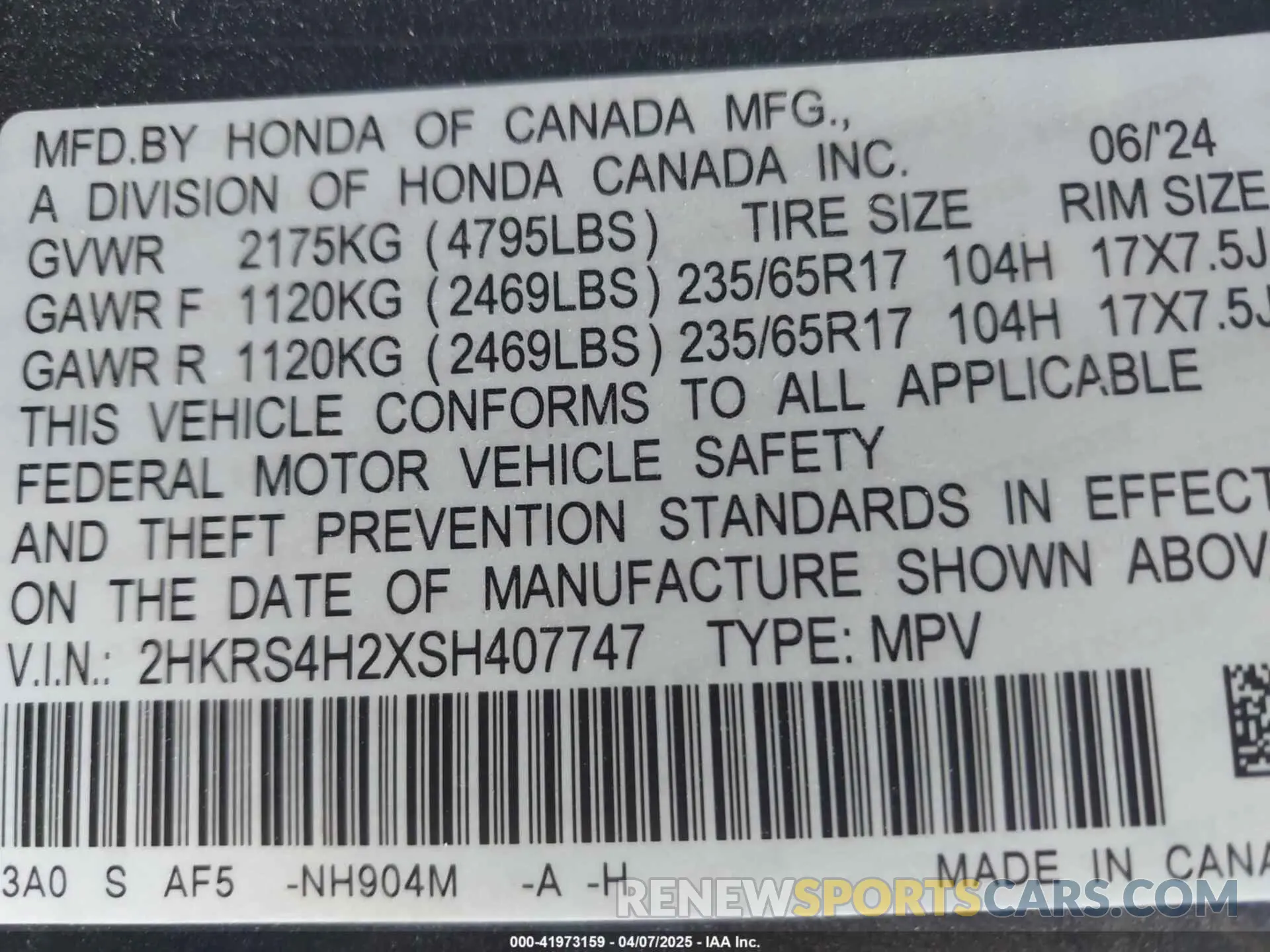 9 Photograph of a damaged car 2HKRS4H2XSH407747 HONDA CR-V 2025
