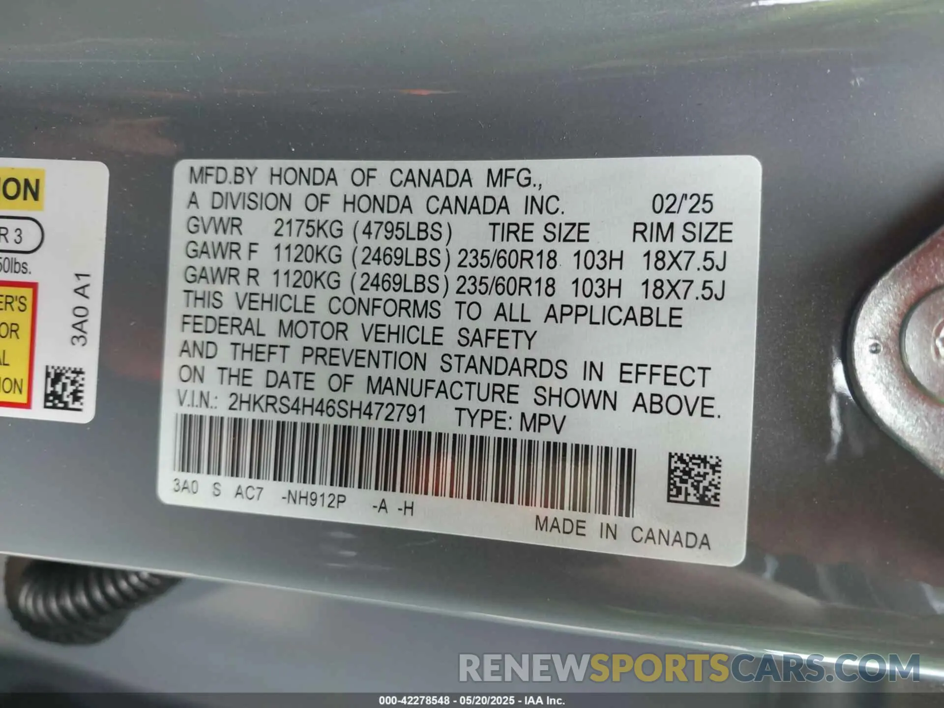 9 Photograph of a damaged car 2HKRS4H46SH472791 HONDA CR-V 2025