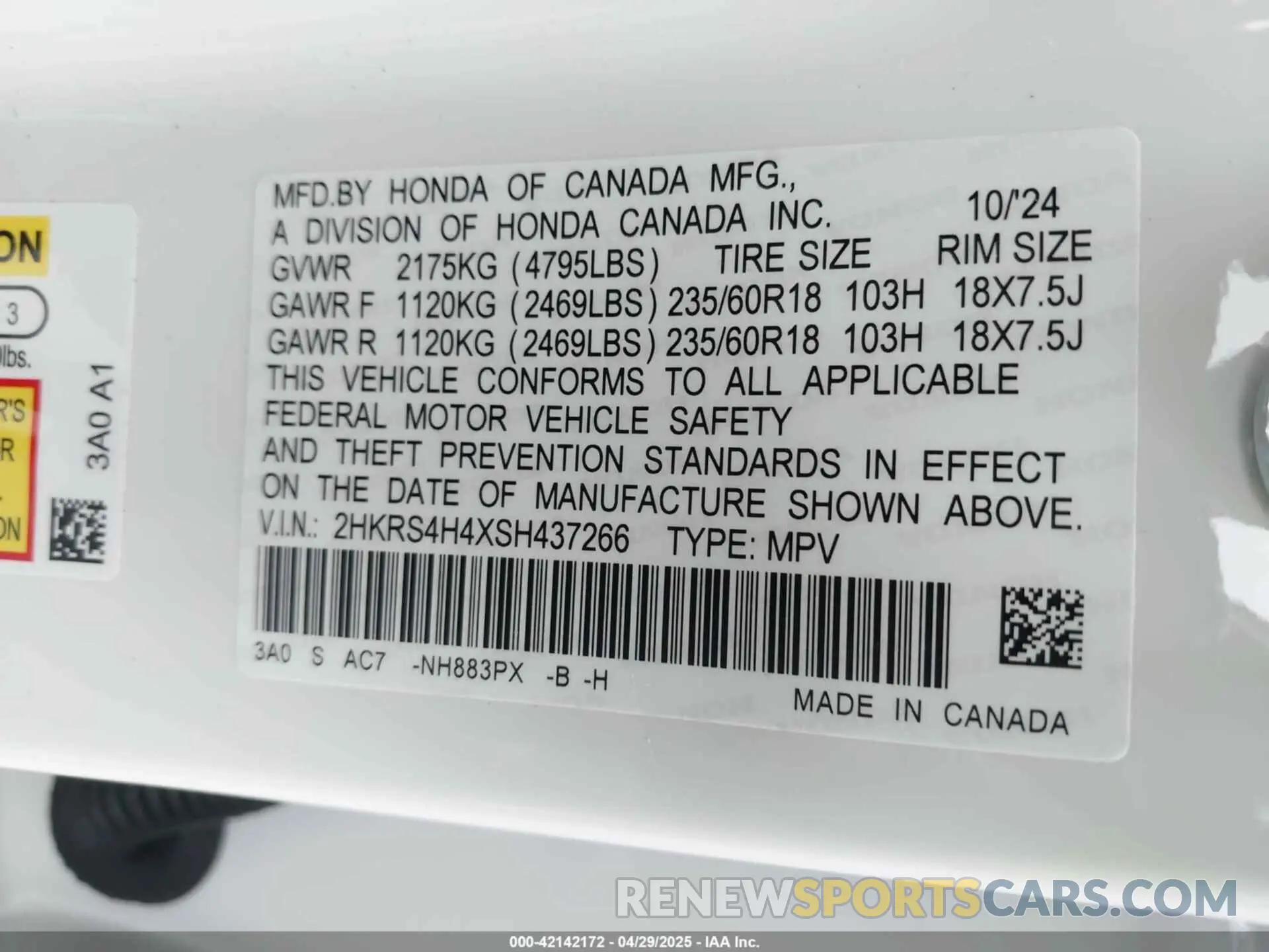 9 Photograph of a damaged car 2HKRS4H4XSH437266 HONDA CR-V 2025