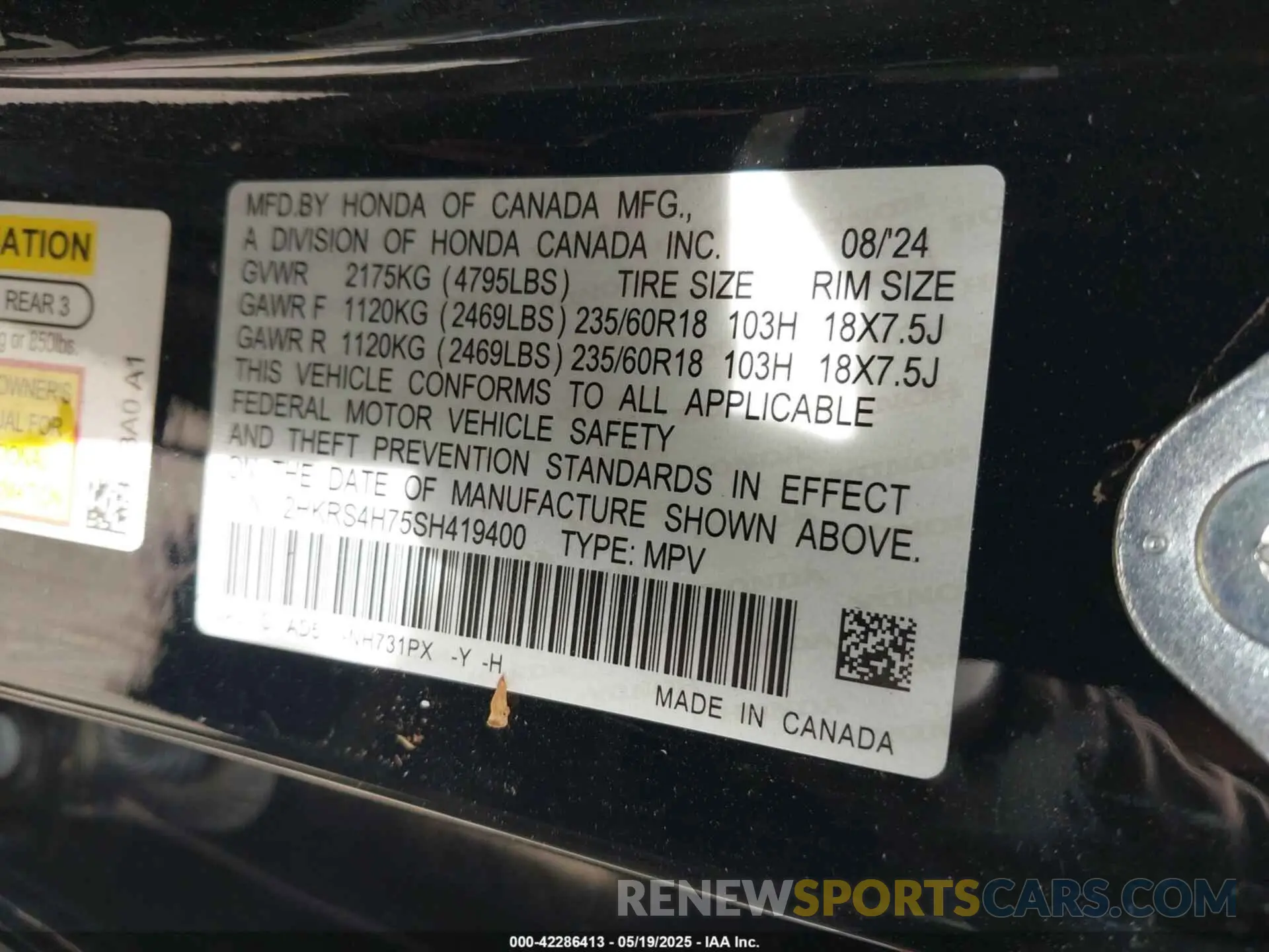9 Photograph of a damaged car 2HKRS4H75SH419400 HONDA CR-V 2025
