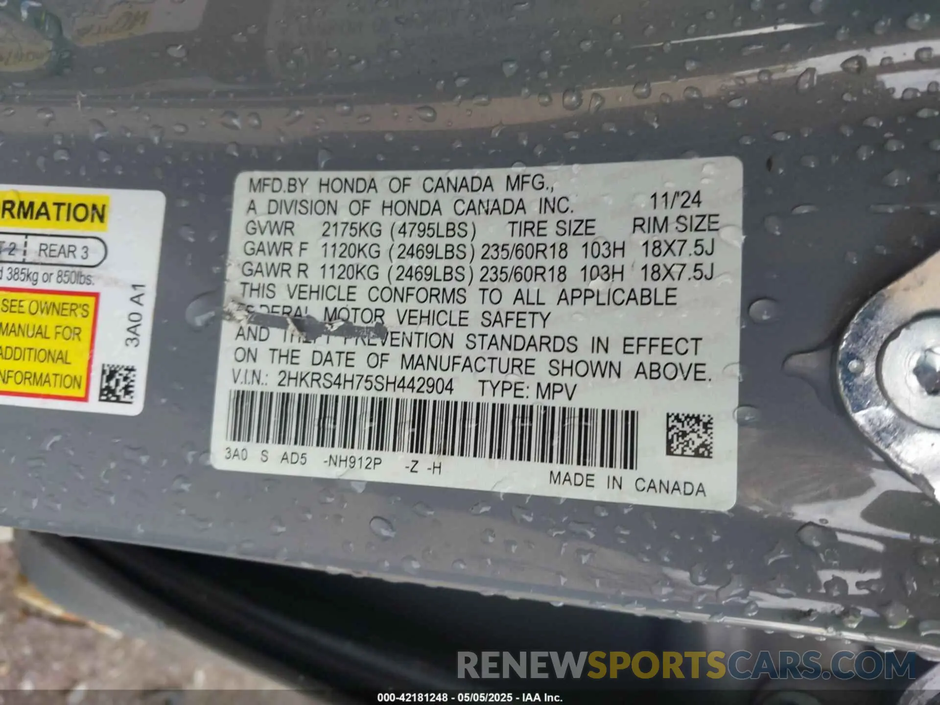 9 Photograph of a damaged car 2HKRS4H75SH442904 HONDA CR-V 2025