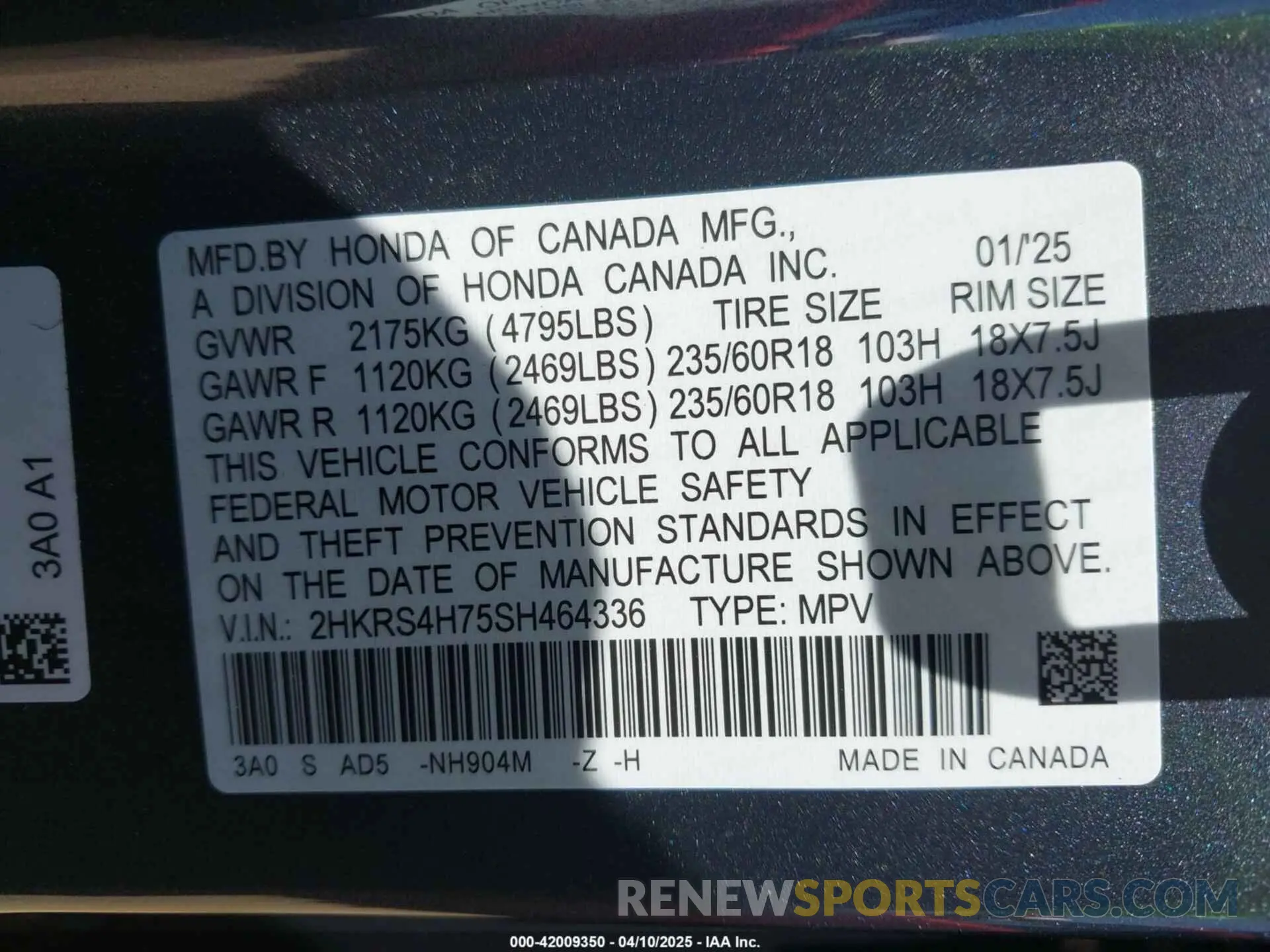 9 Photograph of a damaged car 2HKRS4H75SH464336 HONDA CR-V 2025