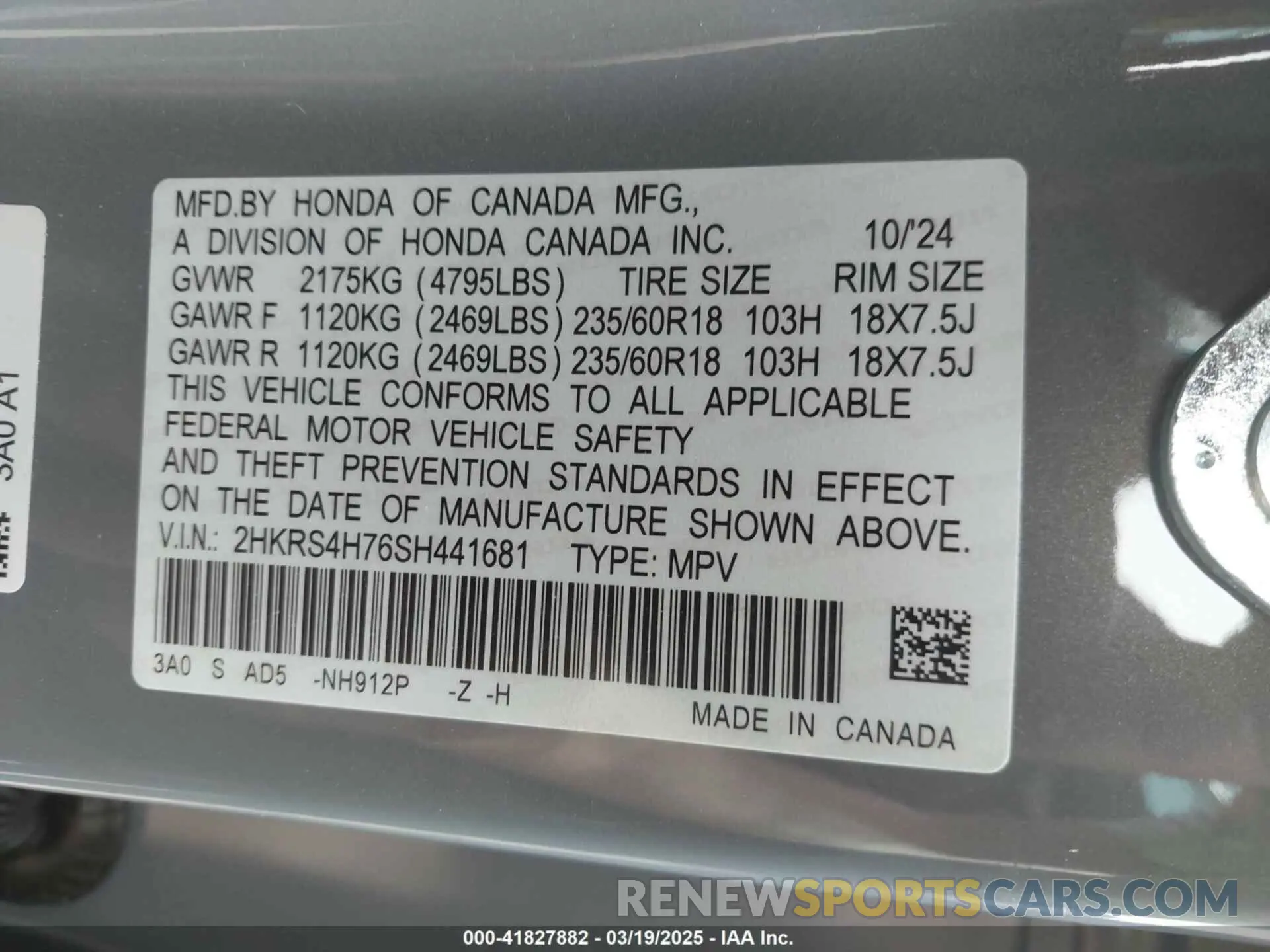 9 Photograph of a damaged car 2HKRS4H76SH441681 HONDA CR-V 2025