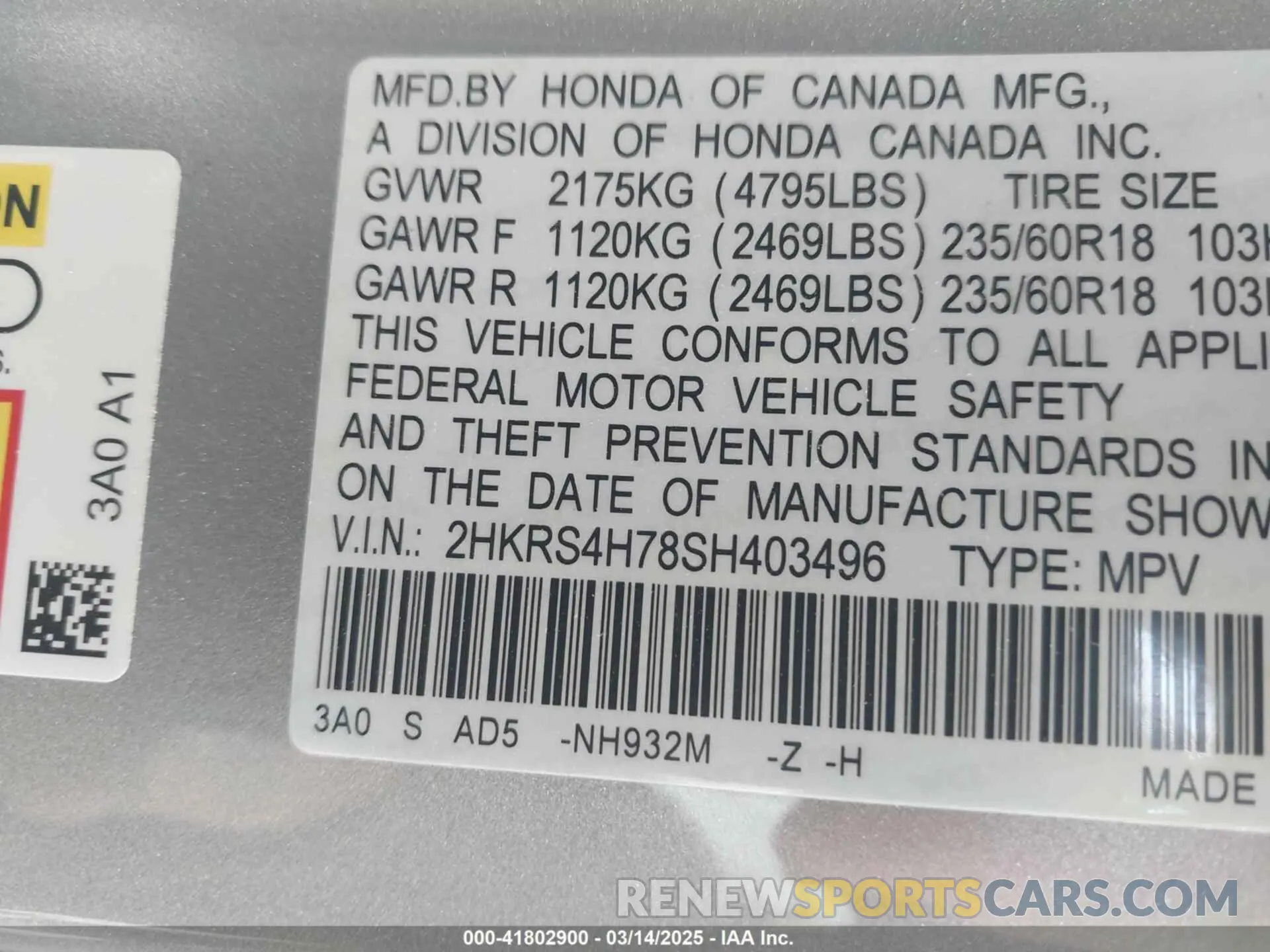 9 Photograph of a damaged car 2HKRS4H78SH403496 HONDA CR-V 2025