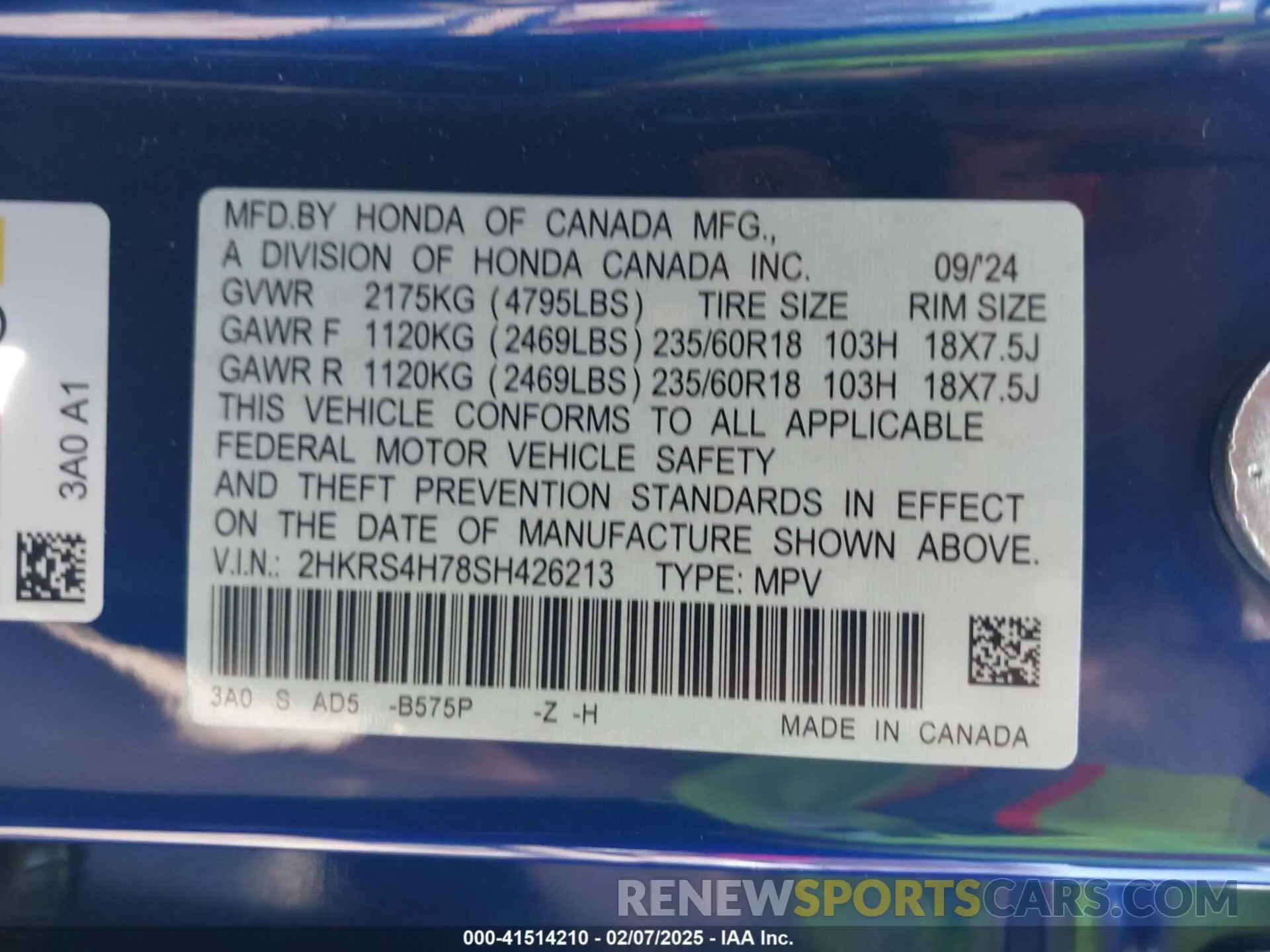 9 Photograph of a damaged car 2HKRS4H78SH426213 HONDA CR-V 2025