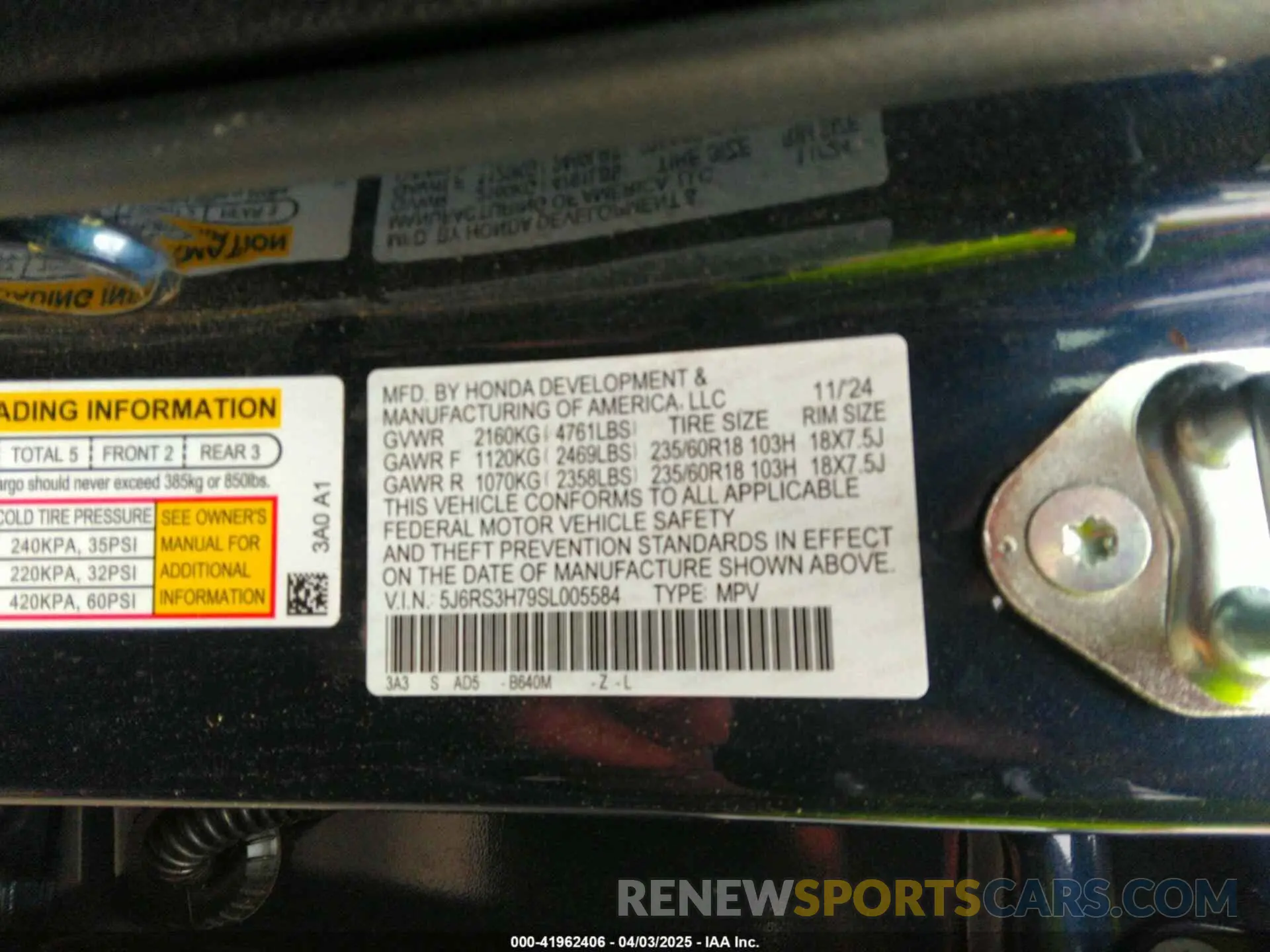 9 Photograph of a damaged car 5J6RS3H79SL005584 HONDA CR-V 2025
