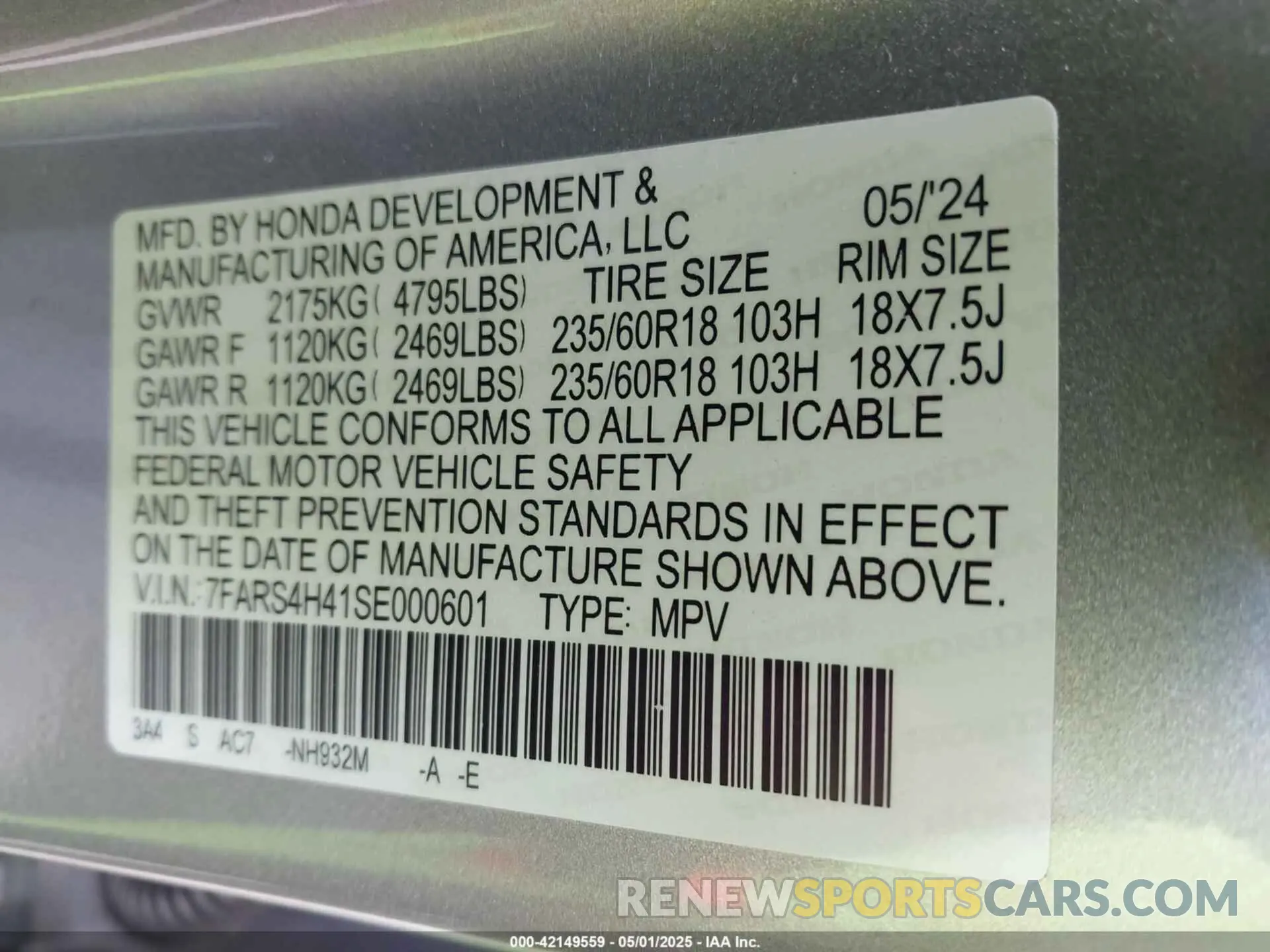 9 Photograph of a damaged car 7FARS4H41SE000601 HONDA CR-V 2025