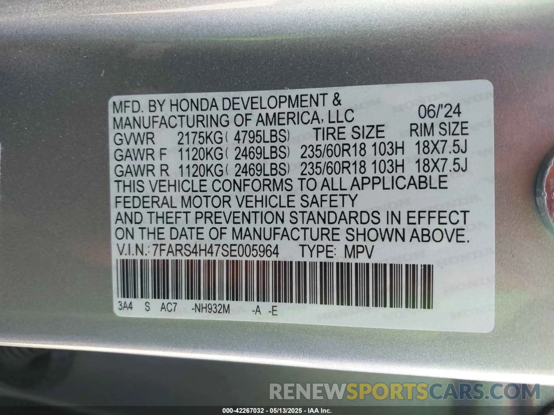 9 Photograph of a damaged car 7FARS4H47SE005964 HONDA CR-V 2025