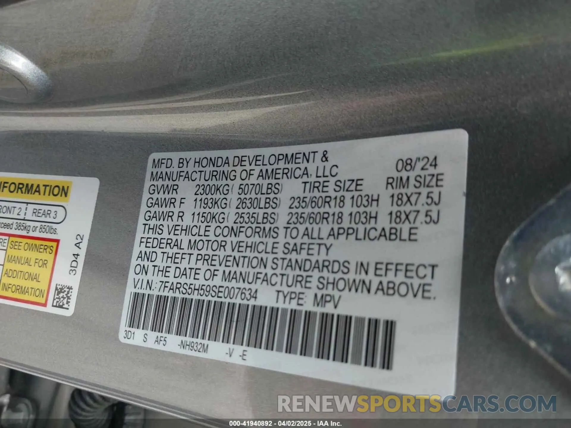9 Photograph of a damaged car 7FARS5H59SE007634 HONDA CR-V 2025