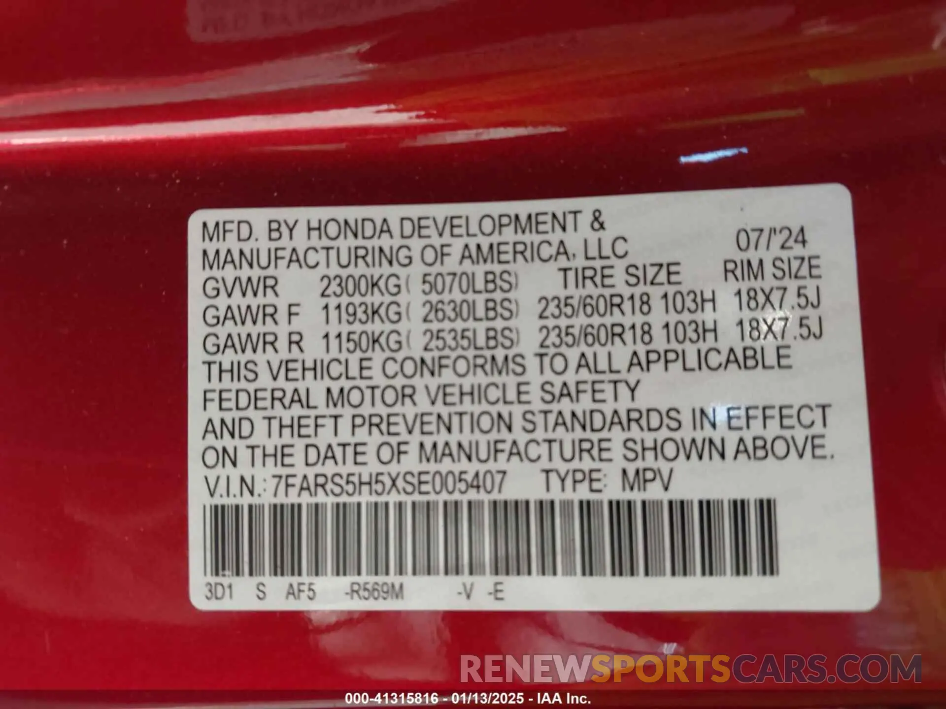 9 Photograph of a damaged car 7FARS5H5XSE005407 HONDA CR-V 2025