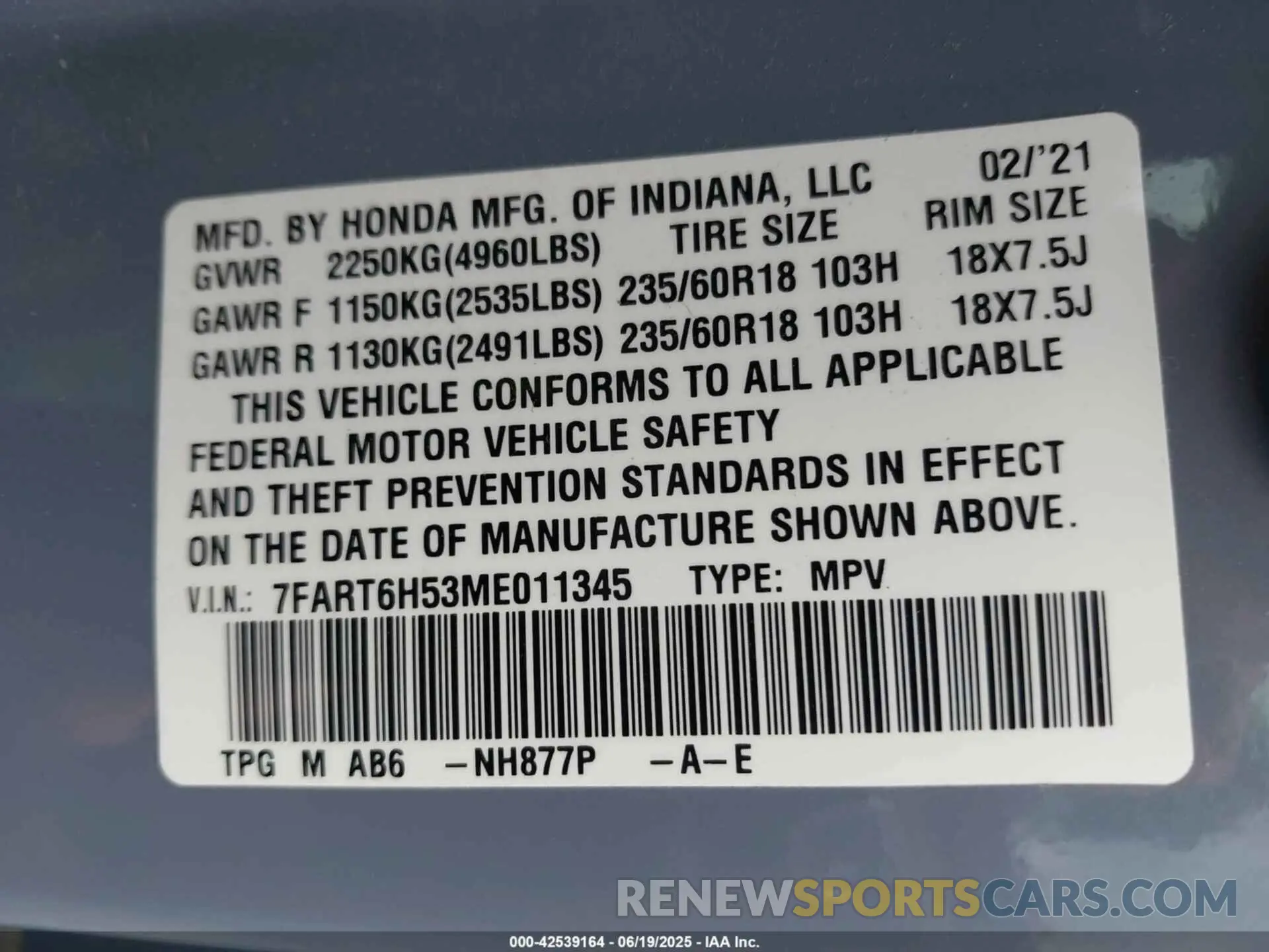 9 Photograph of a damaged car 7FART6H53ME011345 HONDA CR-V HYBRID 2021