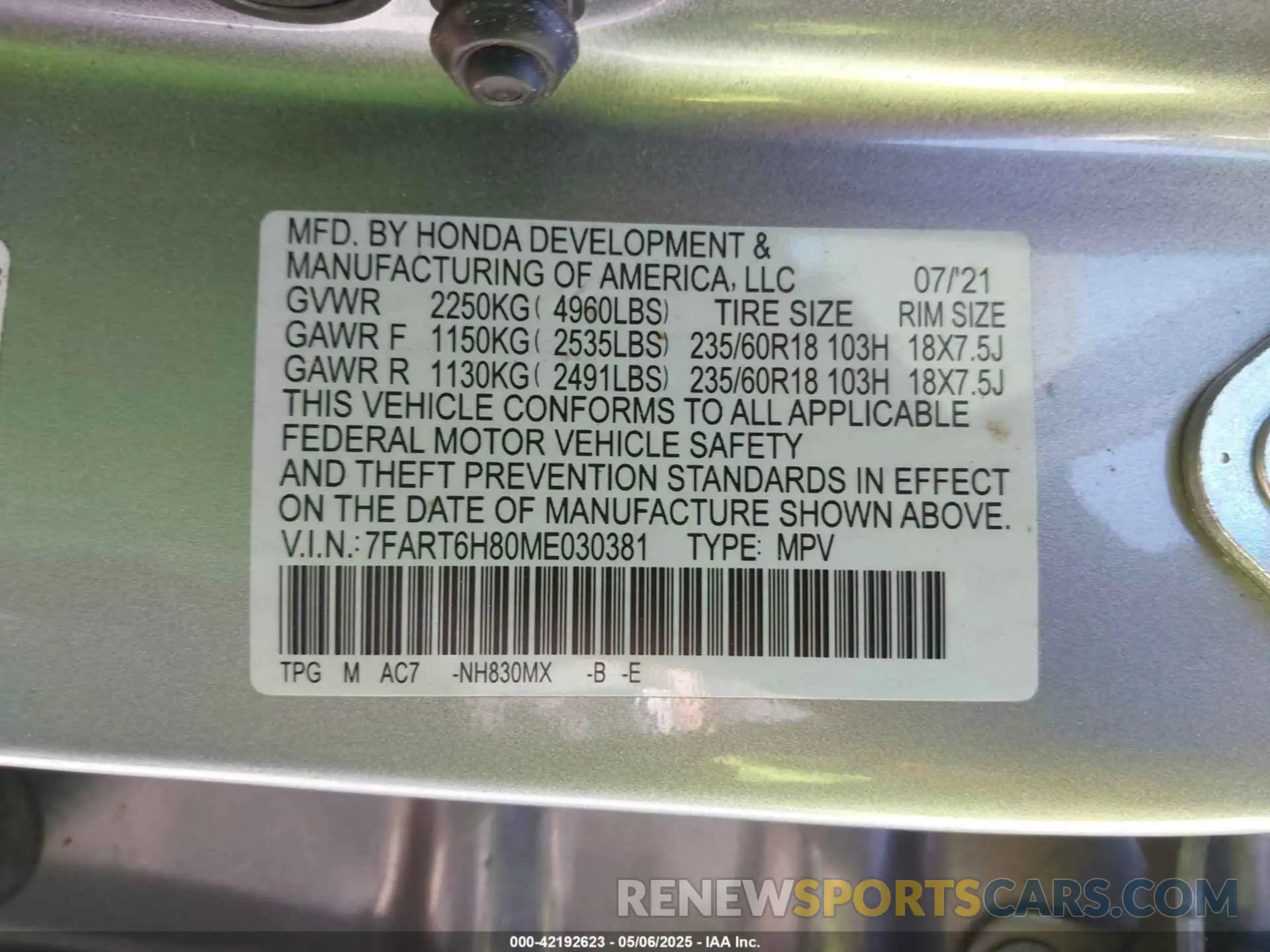 9 Photograph of a damaged car 7FART6H80ME030381 HONDA CR-V HYBRID 2021