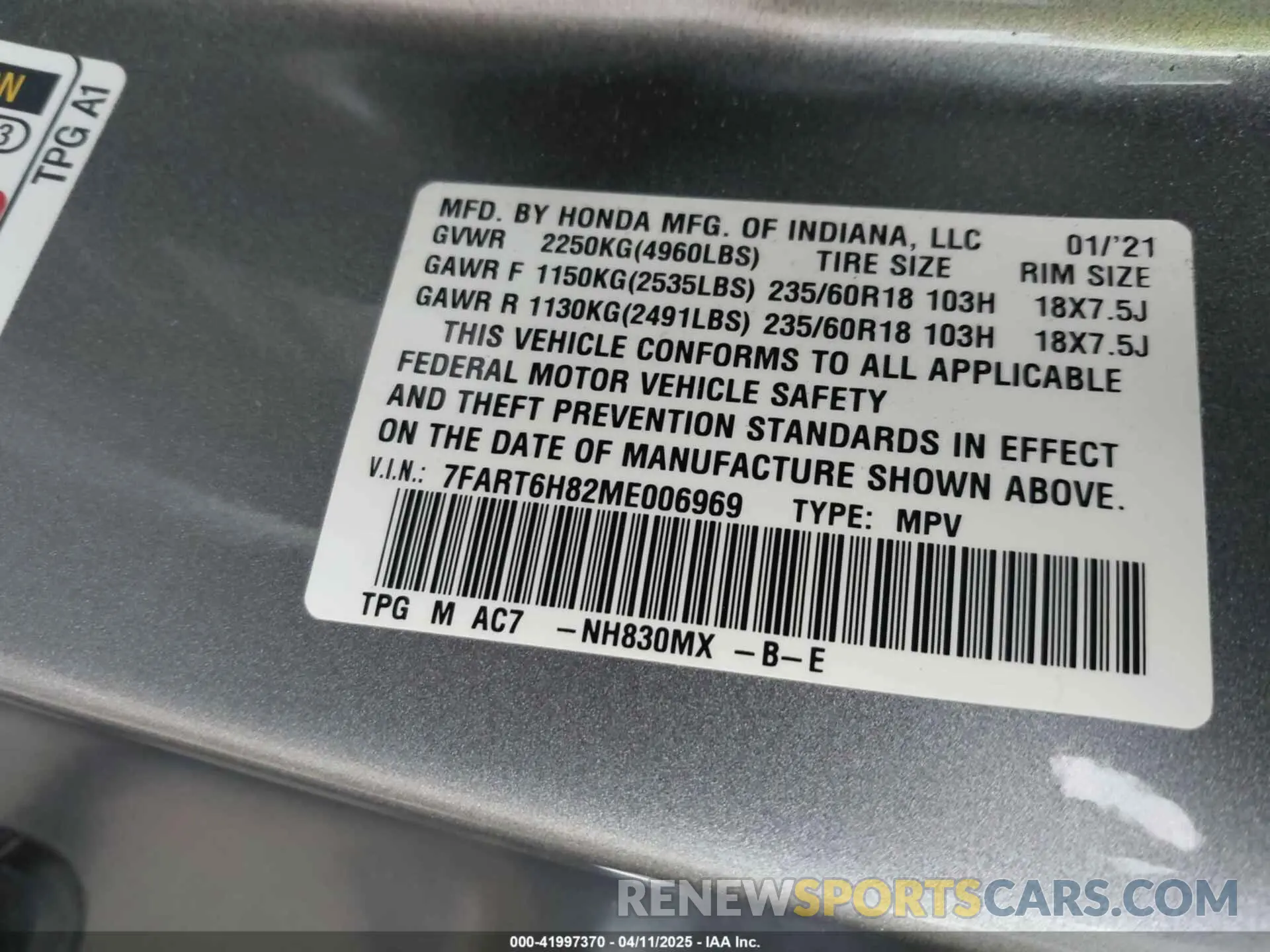 9 Photograph of a damaged car 7FART6H82ME006969 HONDA CR-V HYBRID 2021