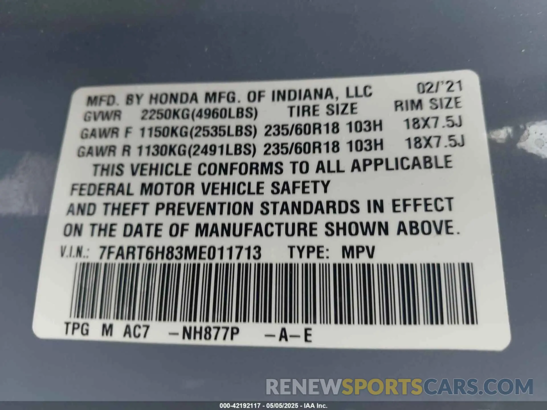 9 Photograph of a damaged car 7FART6H83ME011713 HONDA CR-V HYBRID 2021