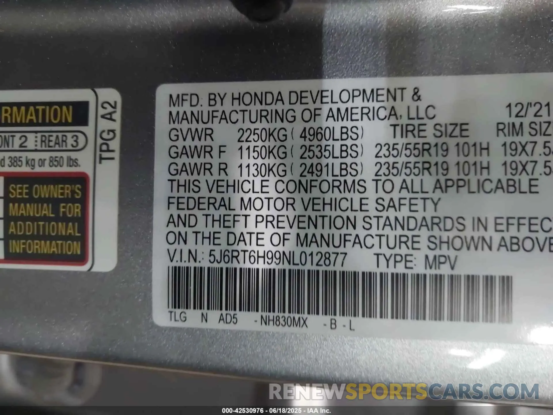 9 Photograph of a damaged car 5J6RT6H99NL012877 HONDA CR-V HYBRID 2022