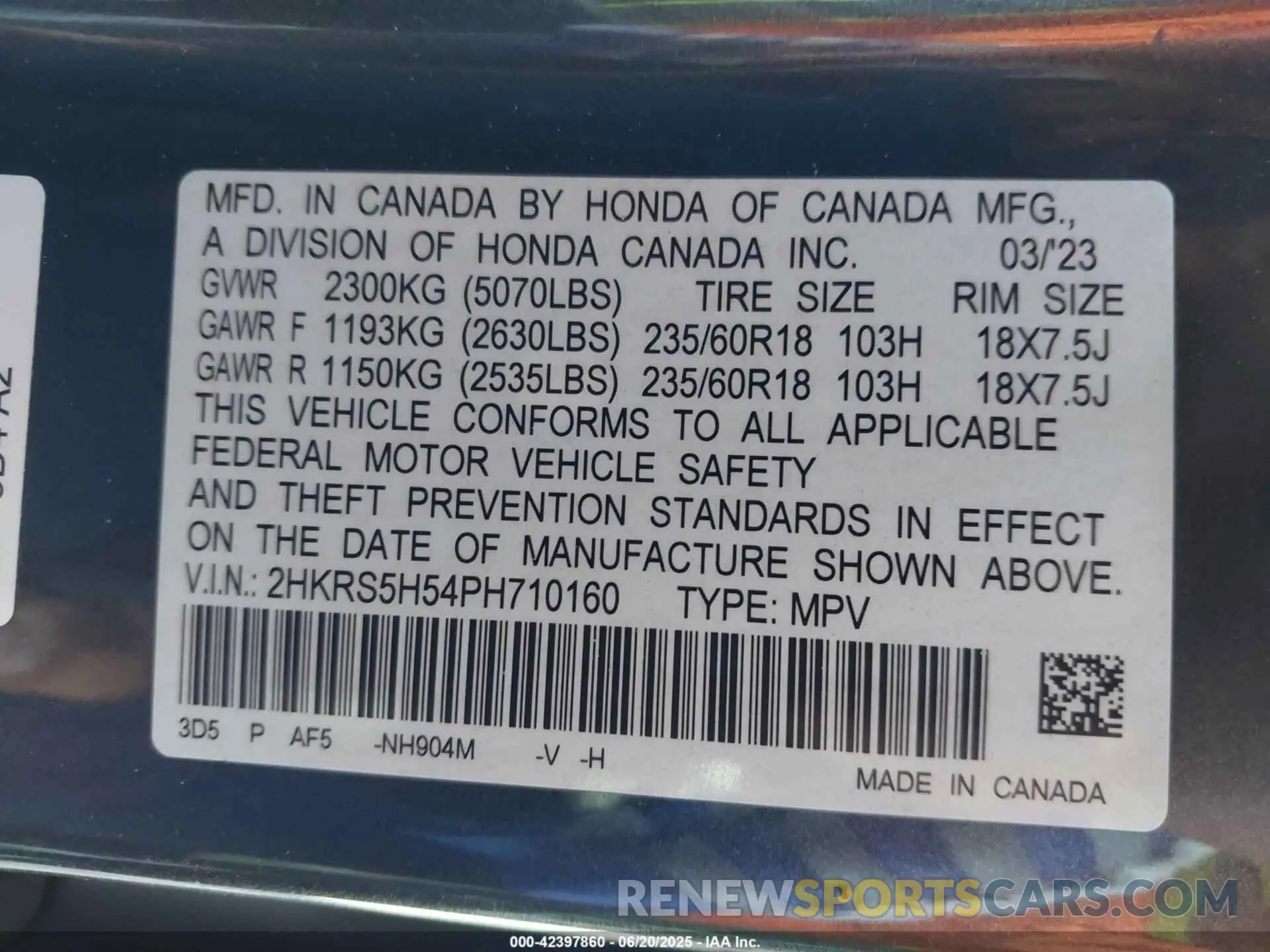 9 Photograph of a damaged car 2HKRS5H54PH710160 HONDA CR-V HYBRID 2023