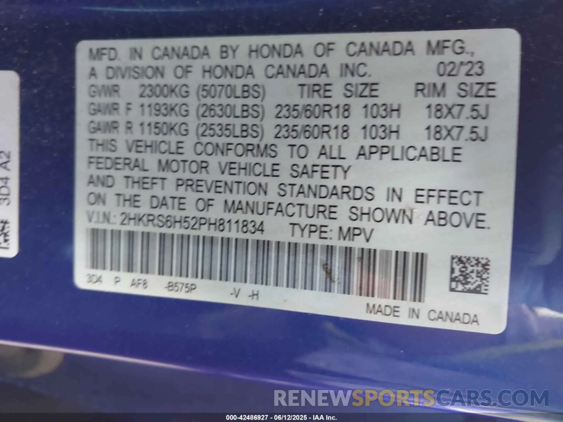 9 Photograph of a damaged car 2HKRS6H52PH811834 HONDA CR-V HYBRID 2023