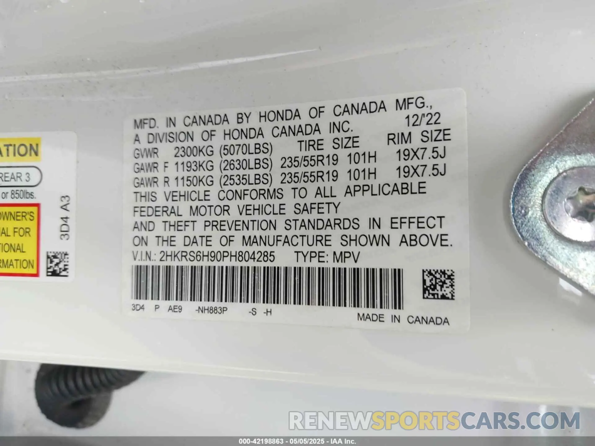 9 Photograph of a damaged car 2HKRS6H90PH804285 HONDA CR-V HYBRID 2023