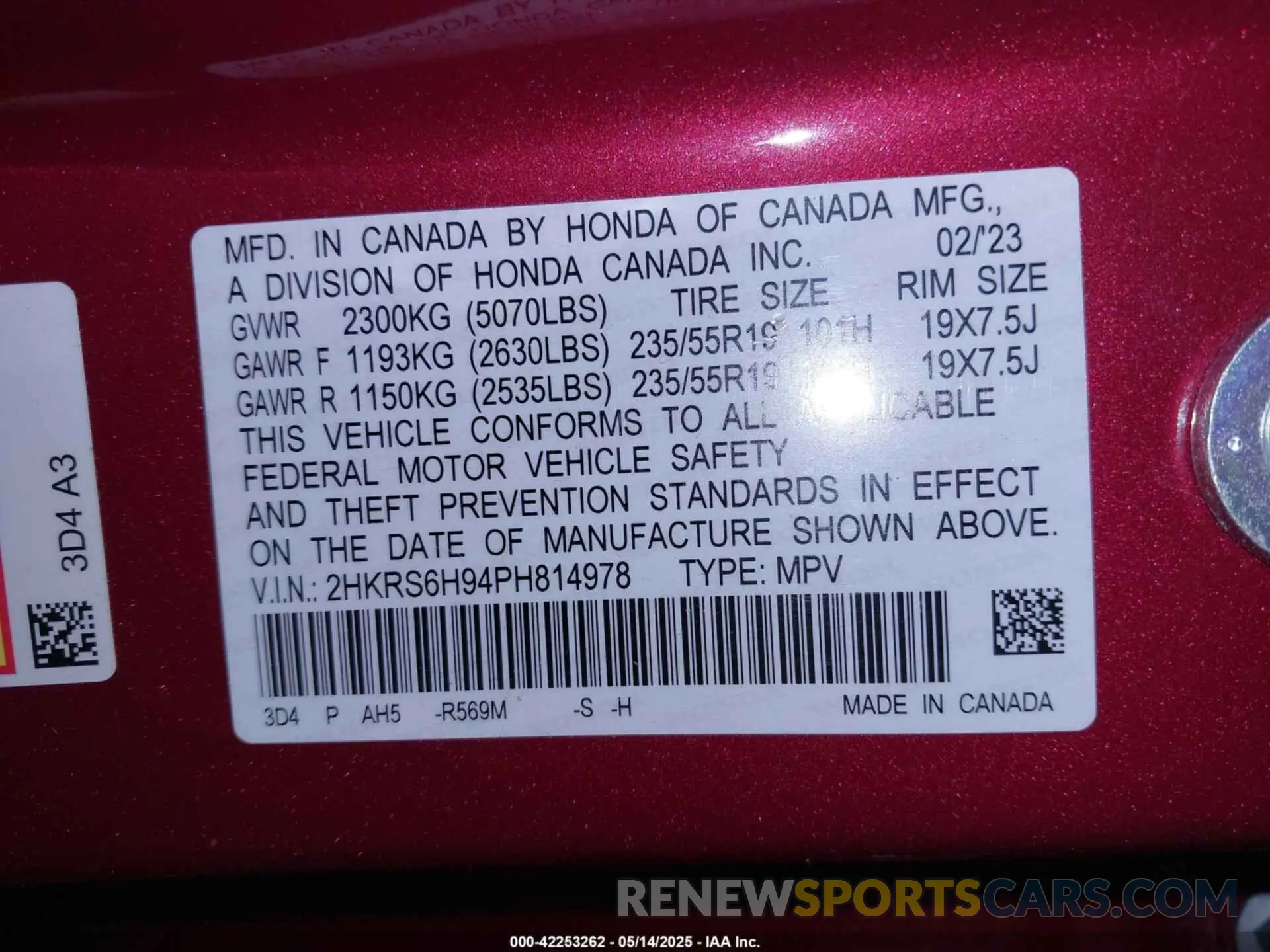 9 Photograph of a damaged car 2HKRS6H94PH814978 HONDA CR-V HYBRID 2023
