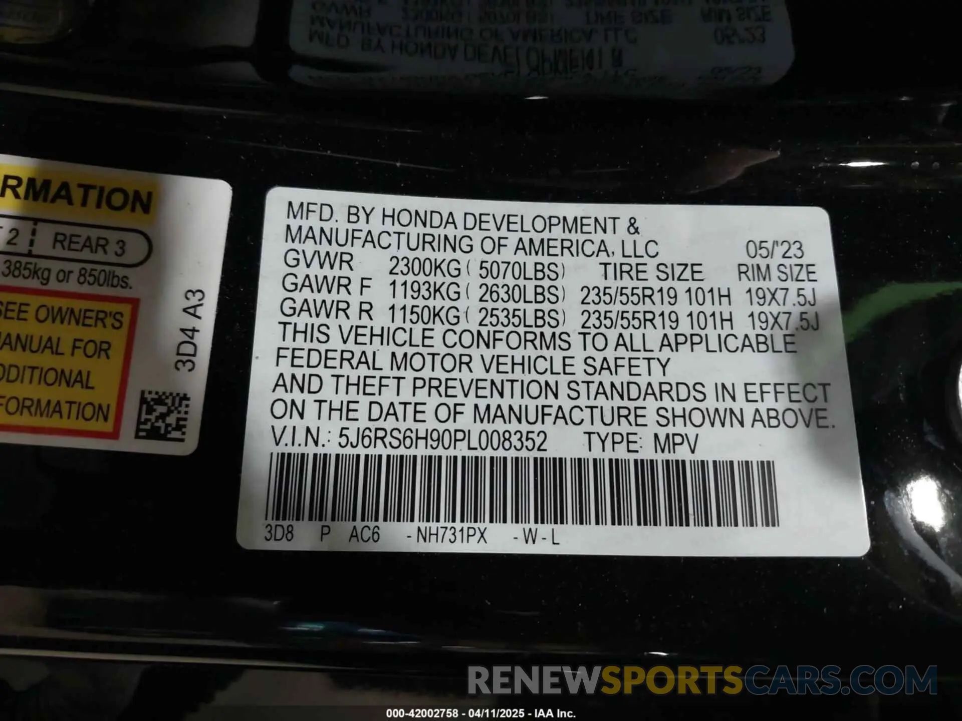 9 Photograph of a damaged car 5J6RS6H90PL008352 HONDA CR-V HYBRID 2023