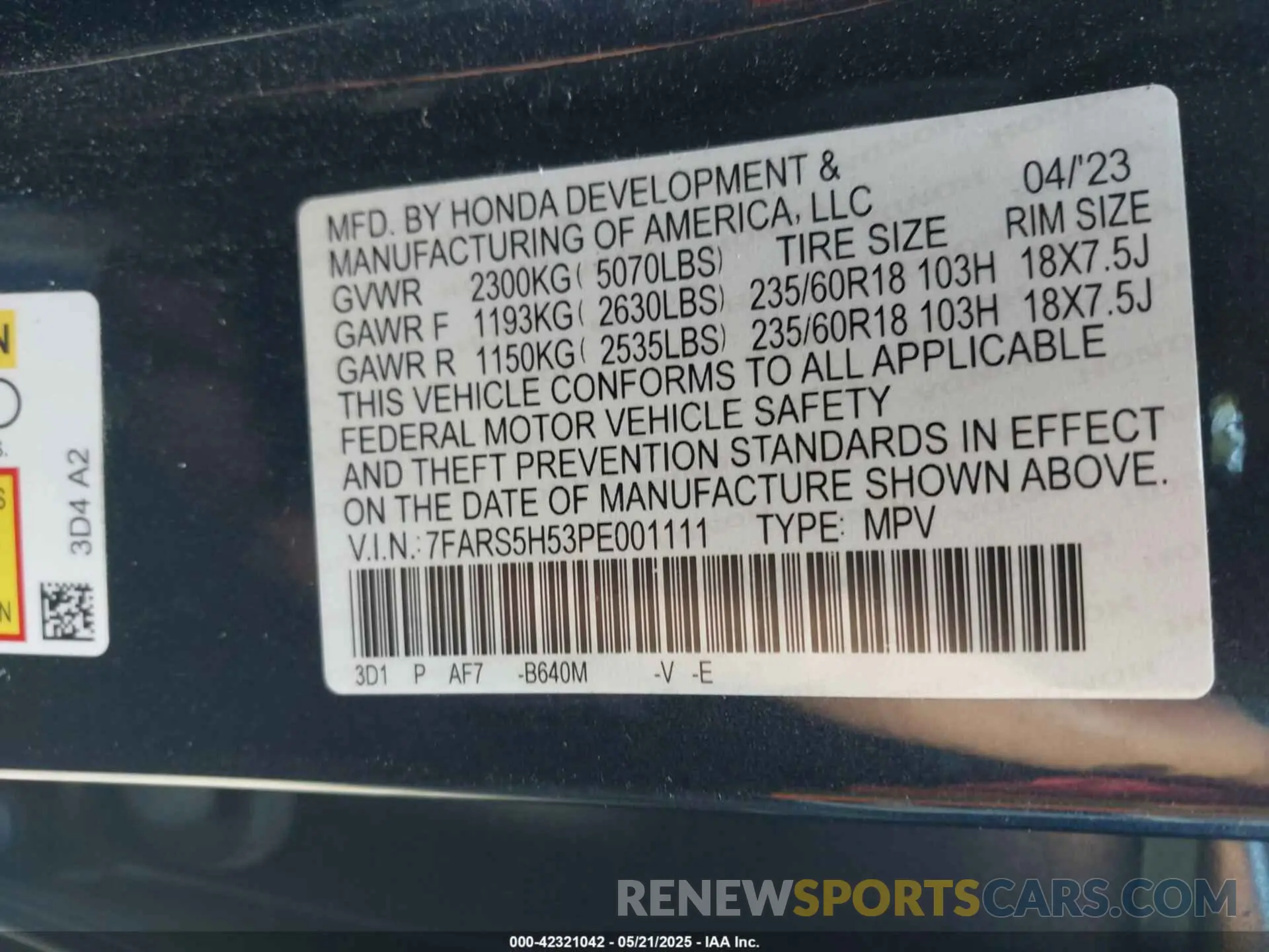 9 Photograph of a damaged car 7FARS5H53PE001111 HONDA CR-V HYBRID 2023