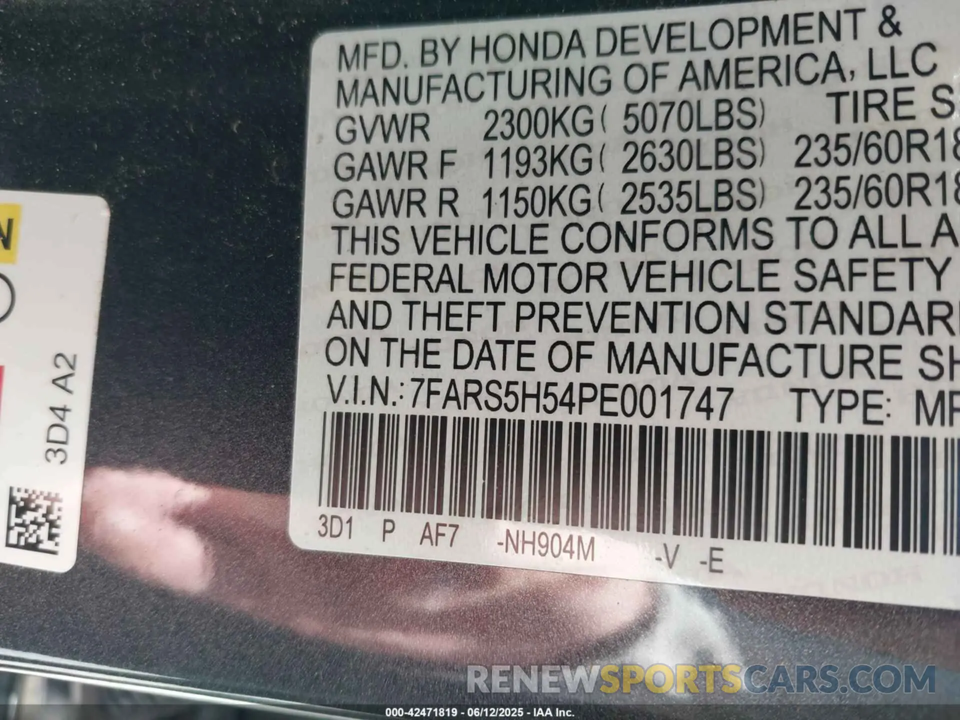 9 Photograph of a damaged car 7FARS5H54PE001747 HONDA CR-V HYBRID 2023