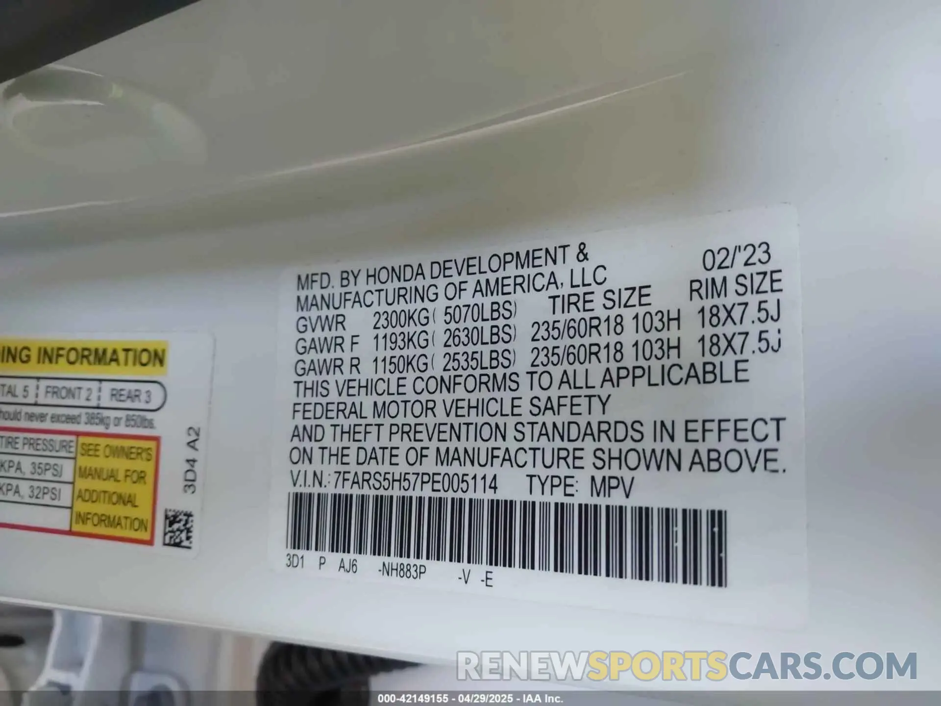9 Photograph of a damaged car 7FARS5H57PE005114 HONDA CR-V HYBRID 2023