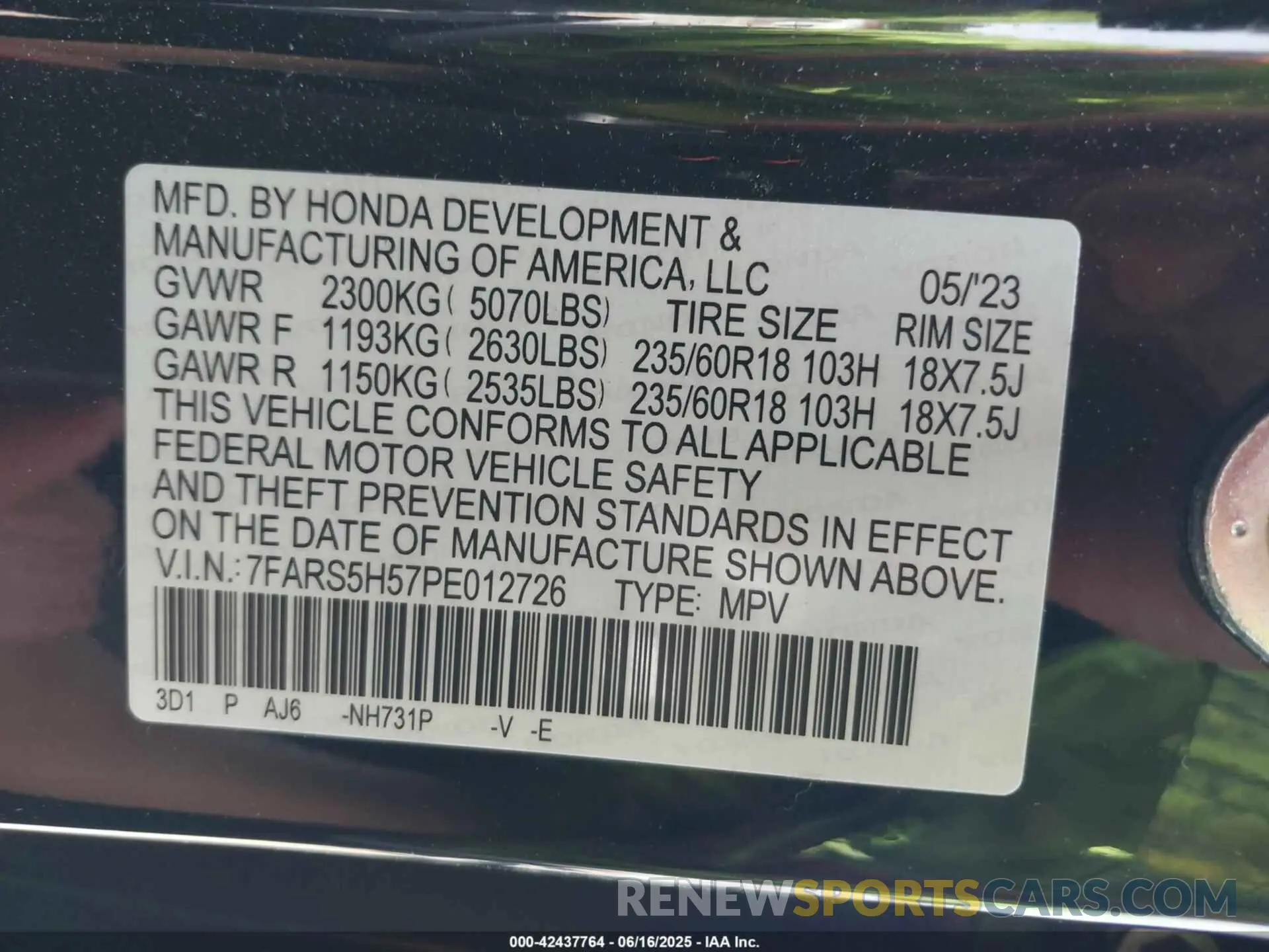 9 Photograph of a damaged car 7FARS5H57PE012726 HONDA CR-V HYBRID 2023