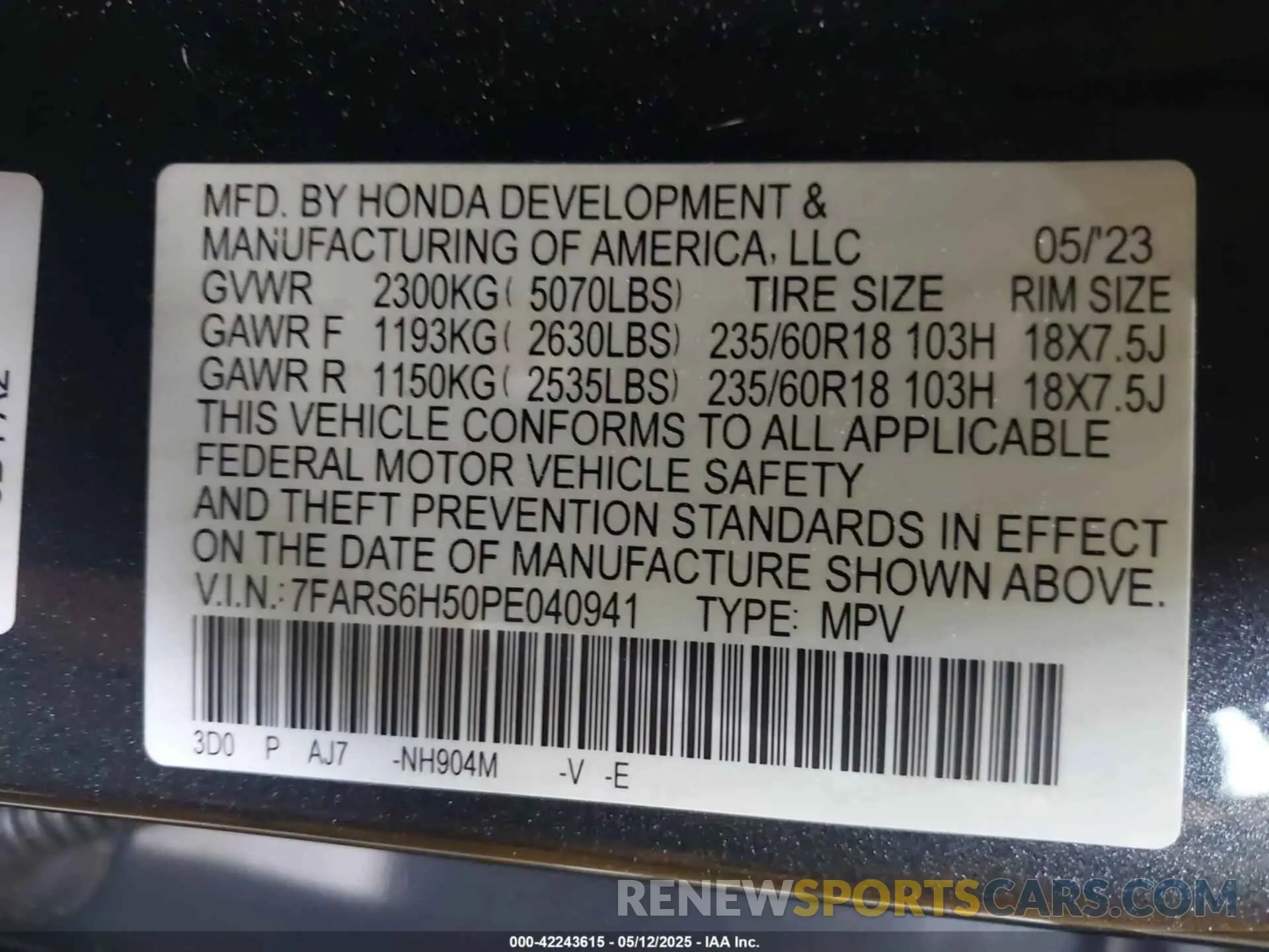 9 Photograph of a damaged car 7FARS6H50PE040941 HONDA CR-V HYBRID 2023