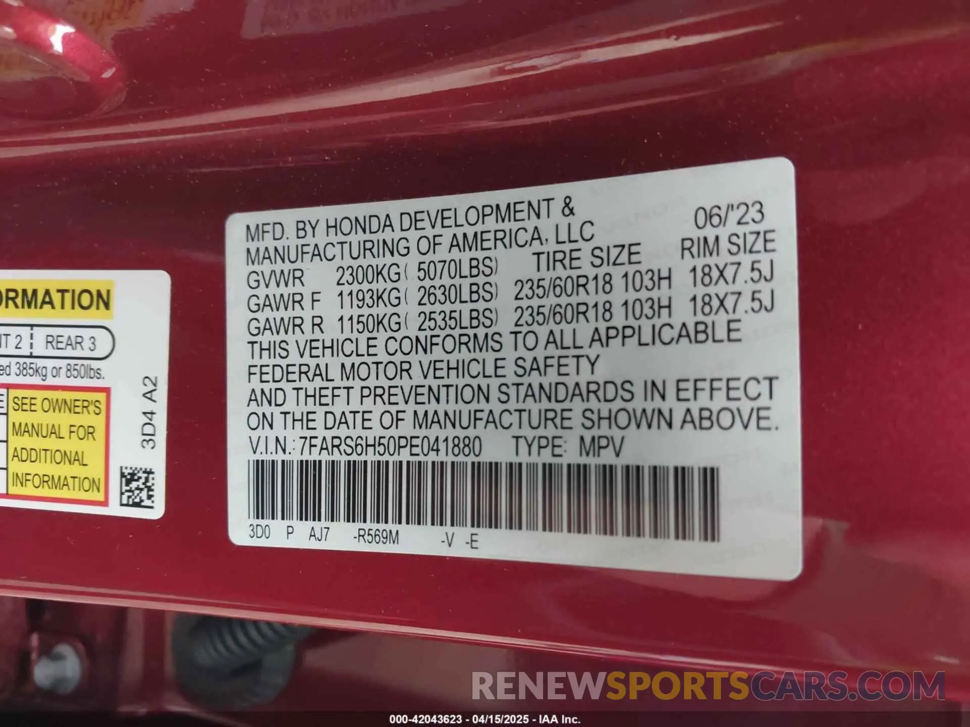 9 Photograph of a damaged car 7FARS6H50PE041880 HONDA CR-V HYBRID 2023