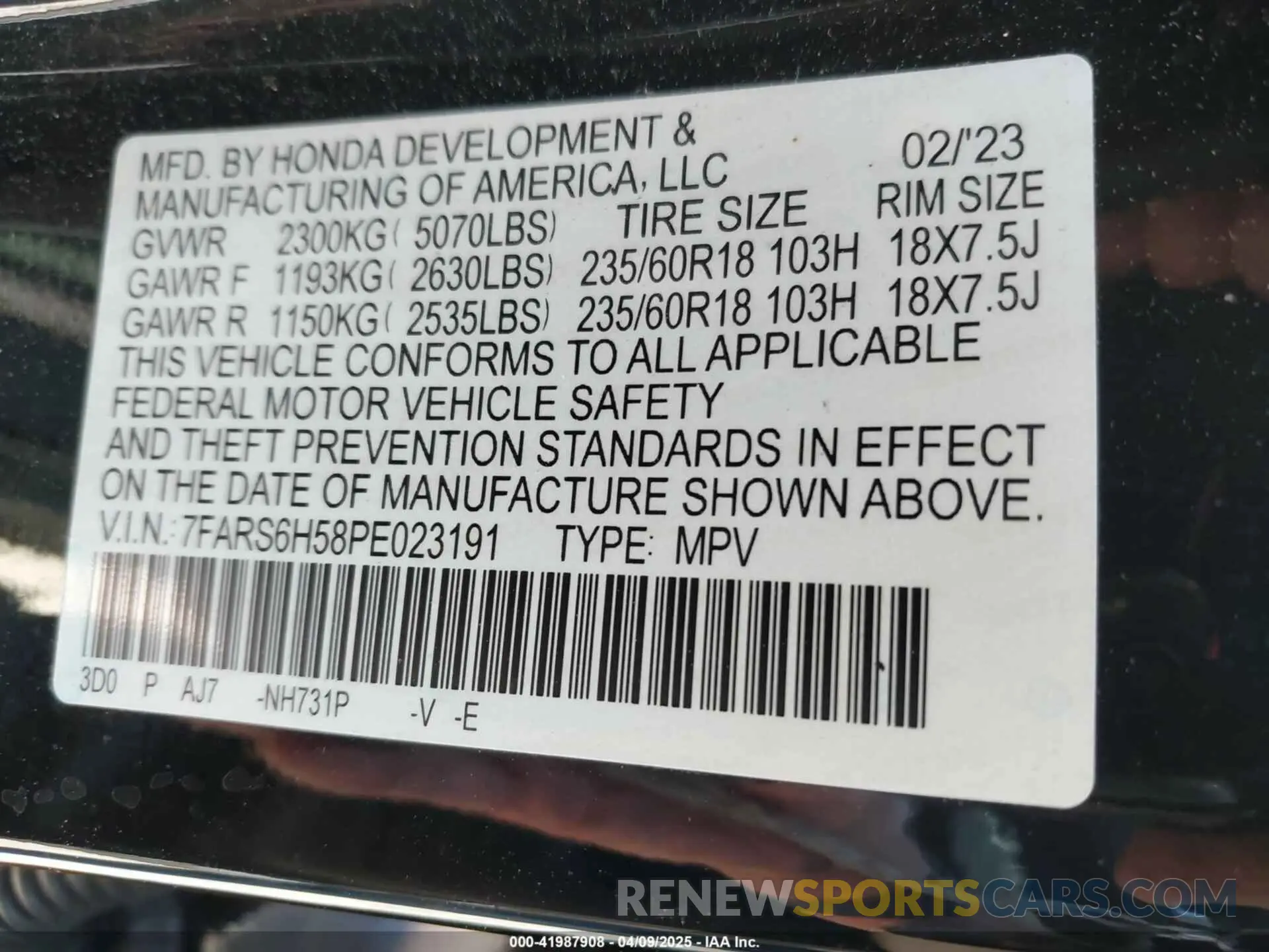 9 Photograph of a damaged car 7FARS6H58PE023191 HONDA CR-V HYBRID 2023