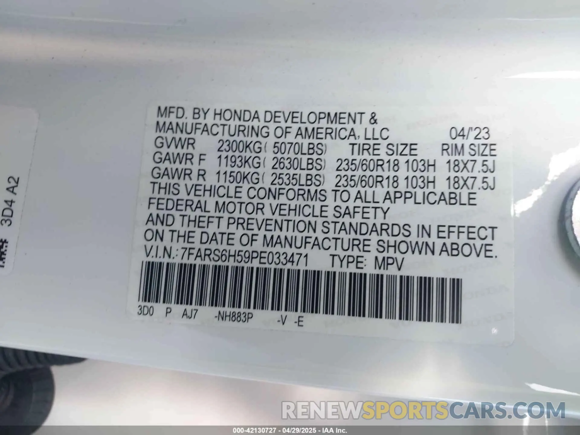 9 Photograph of a damaged car 7FARS6H59PE033471 HONDA CR-V HYBRID 2023
