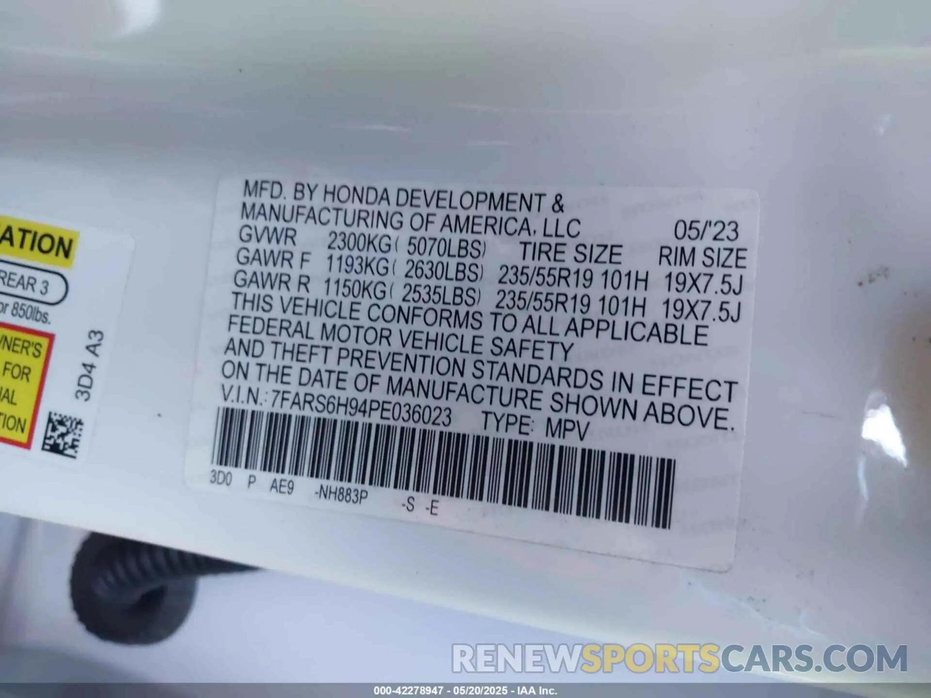 9 Photograph of a damaged car 7FARS6H94PE036023 HONDA CR-V HYBRID 2023
