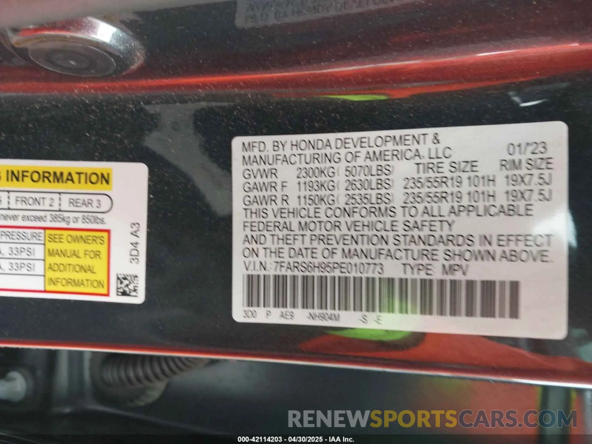 9 Photograph of a damaged car 7FARS6H95PE010773 HONDA CR-V HYBRID 2023